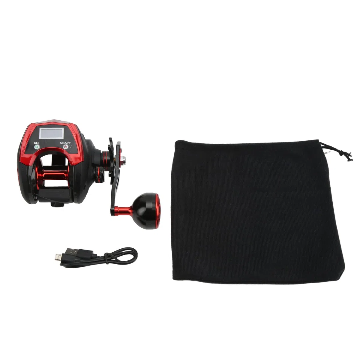 Pantalla LCD Carrete de Baitcasting Digital Ligero Carrete de Pesca Eléctrica para Entusiastas de la Pesca Nocturna Fibra de Carbono/Negro (Pantalla Digital de Segunda generación
