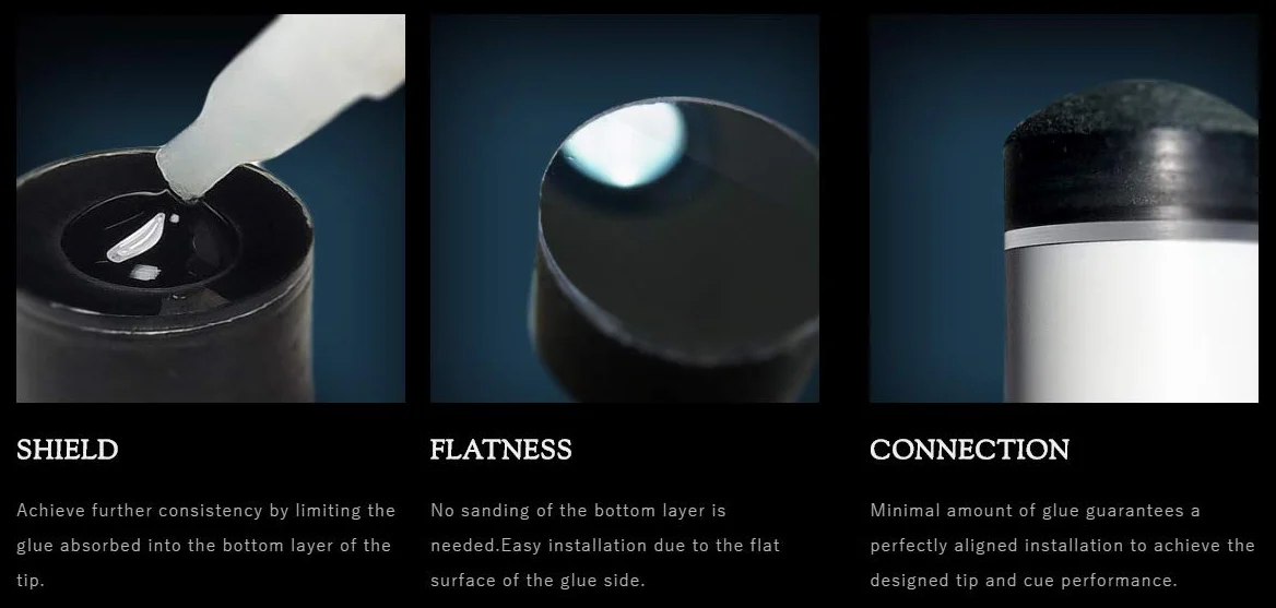 KAMUI Punta de taco de billar laminada negra transparente – 1 pieza (súper suave, 13 mm)