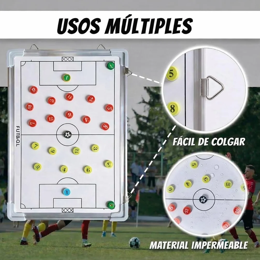 CREADY® Pizarra Entrenador de Futbol 44x31cm, Carpeta Táctica para Entrenar, Regalos para Entrenadores, Pizarra Magnetica Futbol, Pizarra Futbol Entrenador con Fichas Magnéticas y accesorios