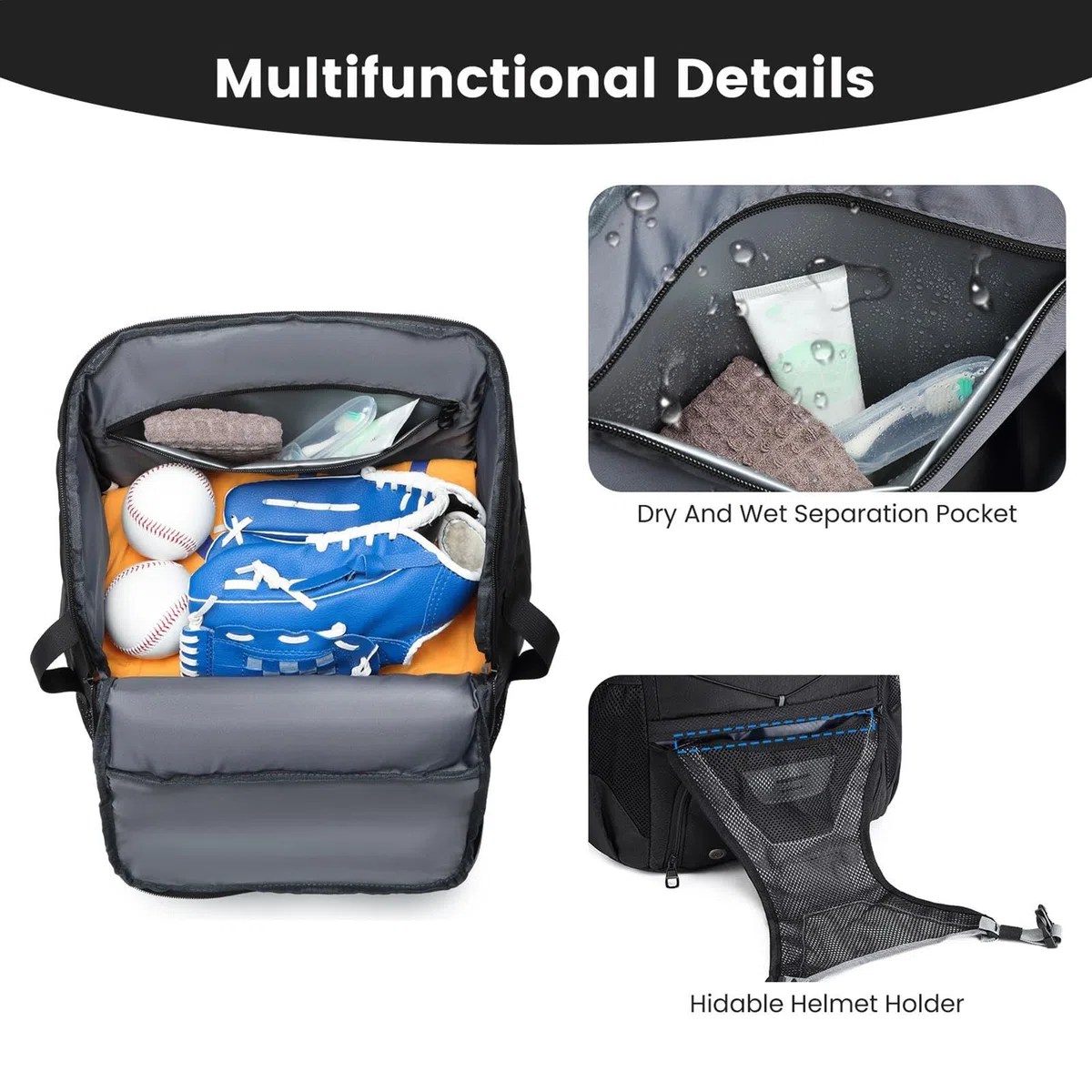Bolsa para Bate de béisbol para jóvenes: Bolsa para Equipo Liviana e Impermeable con Gancho para Cerca y Compartimento Principal Grande para Casco para Adultos Softbol, Accesorios de T-Ball