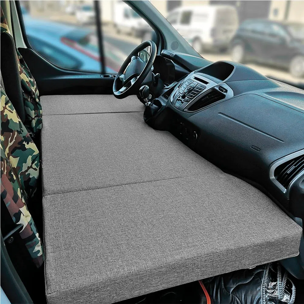 K´Foam Colchón Plegable Cama Delantera Camper Compatible con F. Transit y F. Transit Custom (+2013), Color Gris