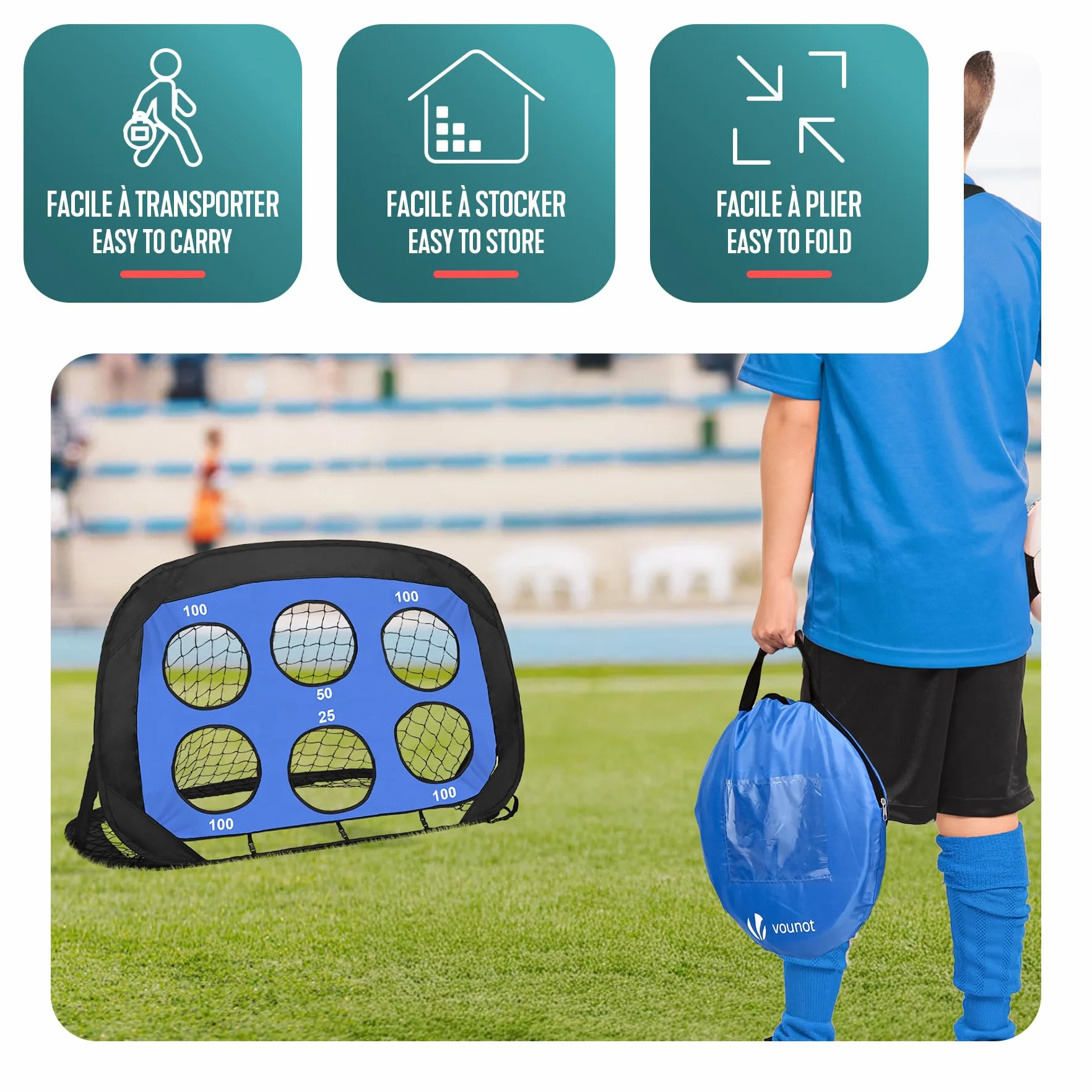 Porterías Fútbol Plegables 120x80x80cm Red Fútbol Niños Set 2