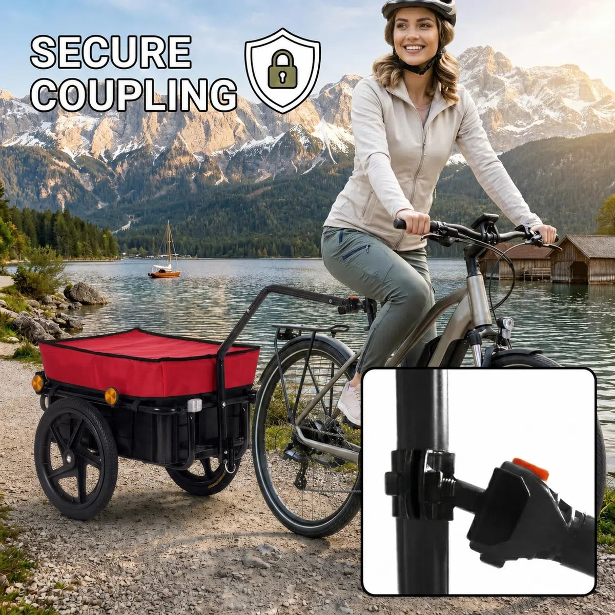 SAMAX Remolque de Bici Bicicleta Cesta Extraible Rueda Neumaticos Remolque de Transporte para Carga