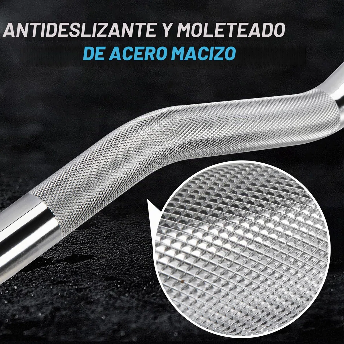 Northdeer Barra curl de acero macizo, diámetro de 28 mm, barra cromada y moleteada, 95 cm (4,6 kg)