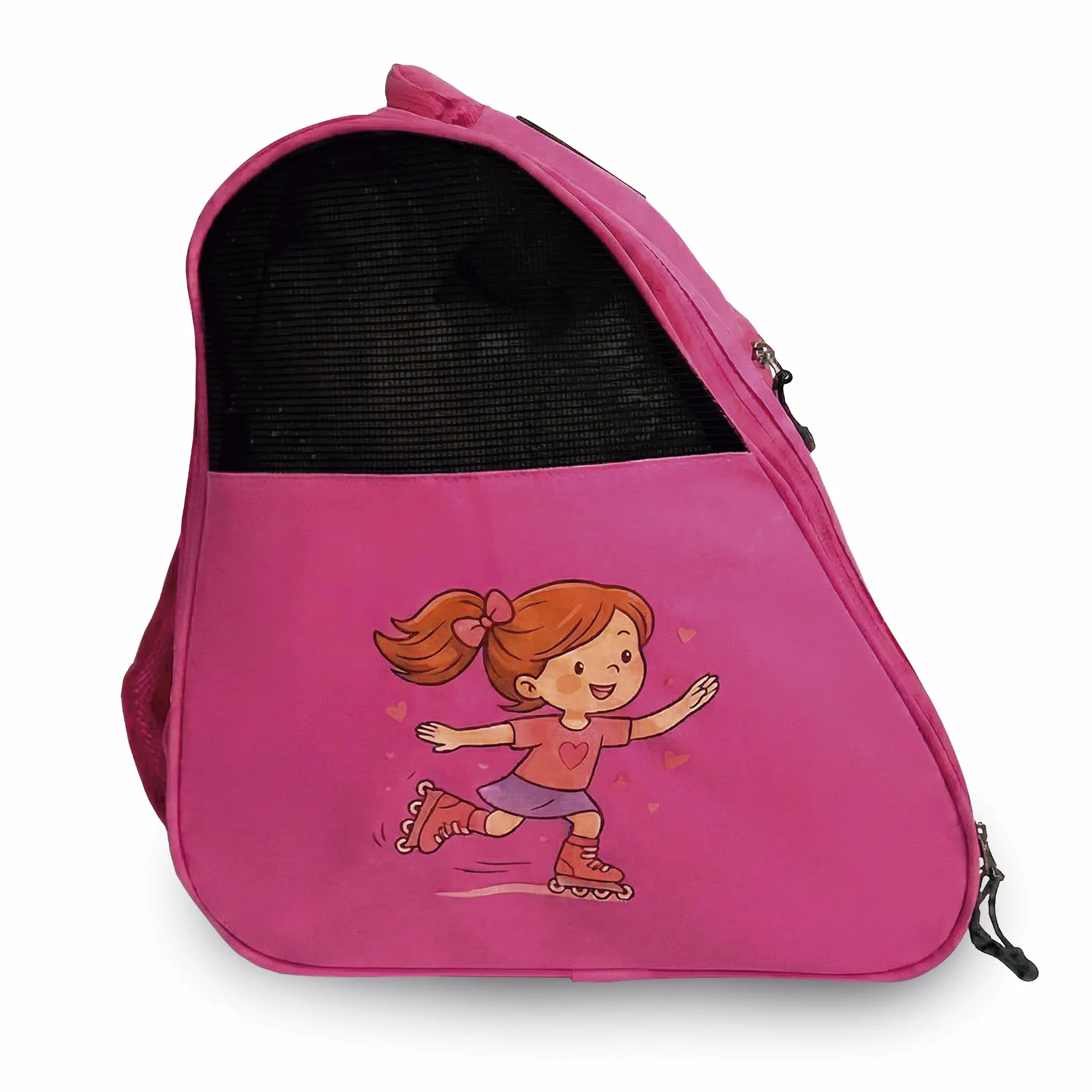 Bolsa para Patines para Niños Rosa Correa Ajustable Acolchada Mochila Patines Capacidad Accesorios Material Resistente Ligero