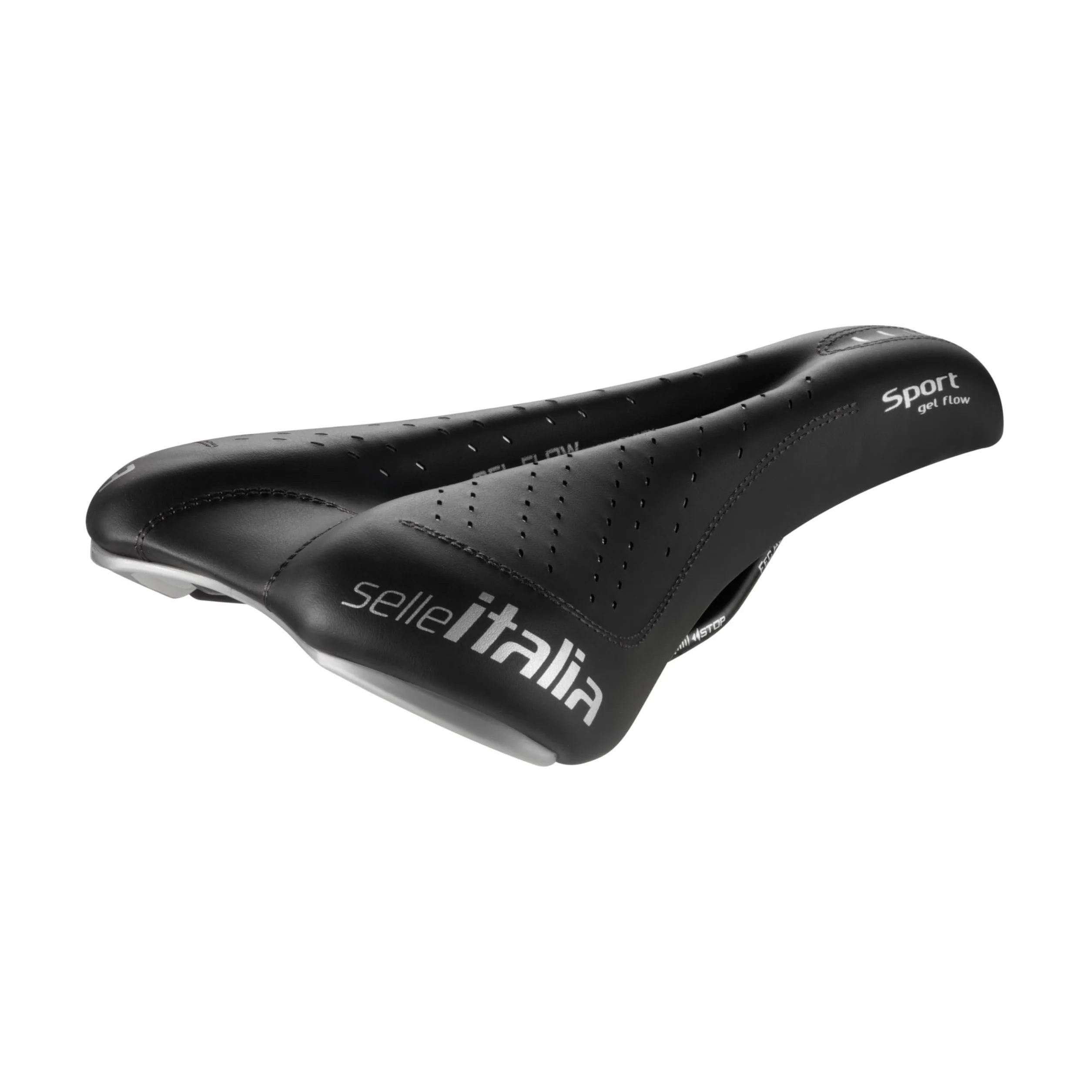 Selle Italia SPORT Gel Flow - Sillín Bicicleta Ciudad y Trekking con Agujero Anatómico y Cuadro Fec Alloy - Talla S2, Negro