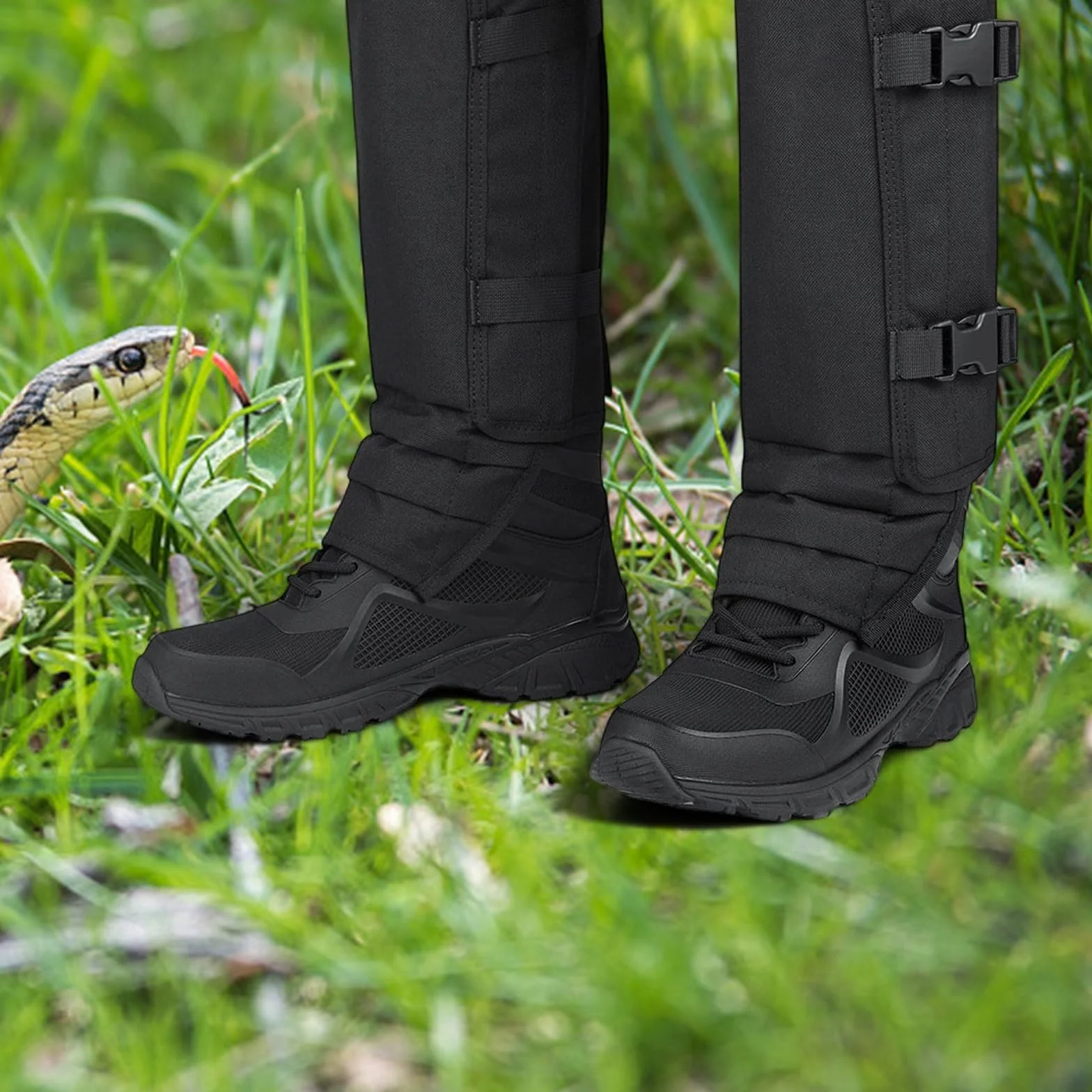 Polainas de serpiente impermeables Oxford para caza, senderismo, trabajo granja (negro)