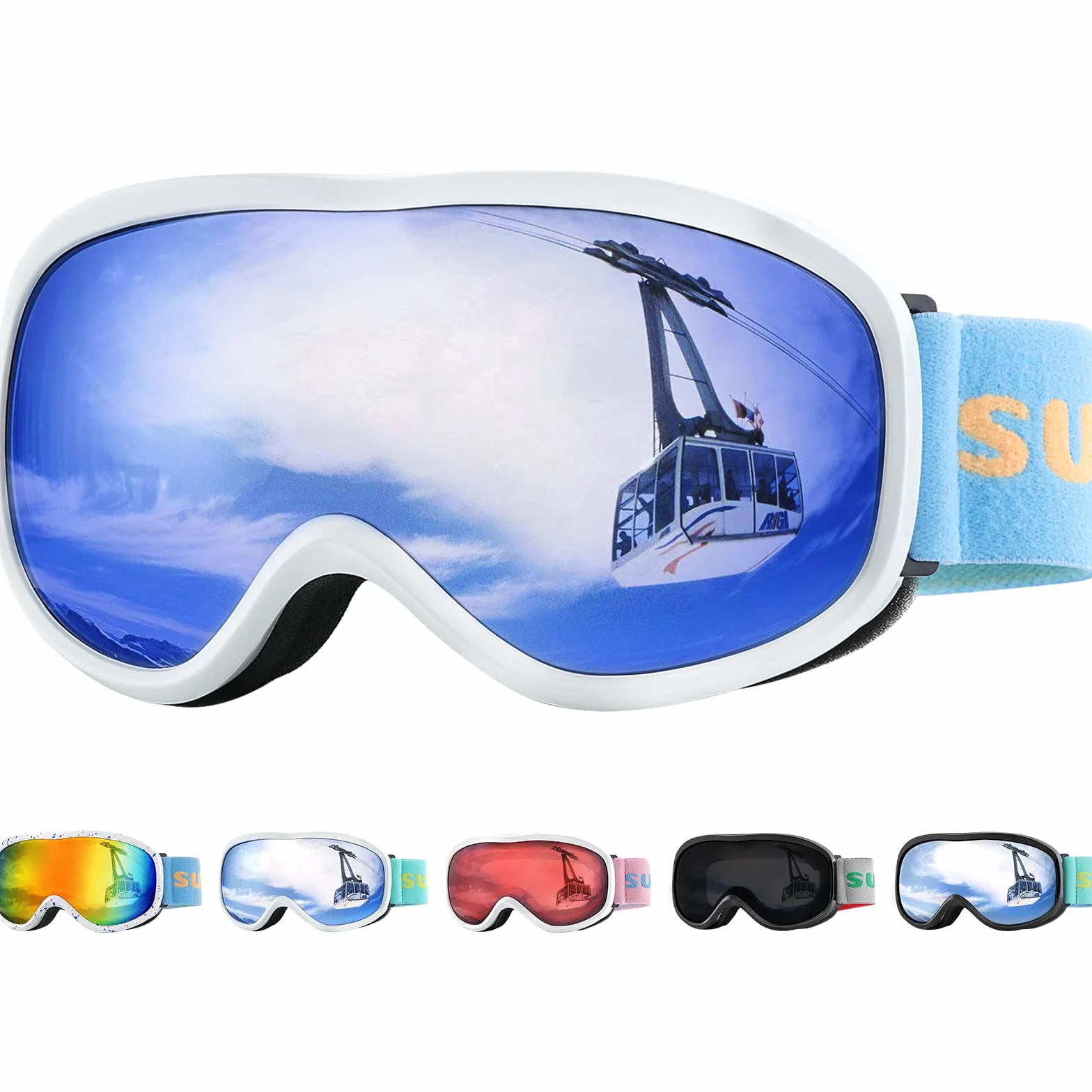 Supertrip Gafas De Esquí Para Niños De 5-15 Años Protección UV Anti-Niebla Y Antiparras Resistentes A Impactos Y Compatibles Con Casco
