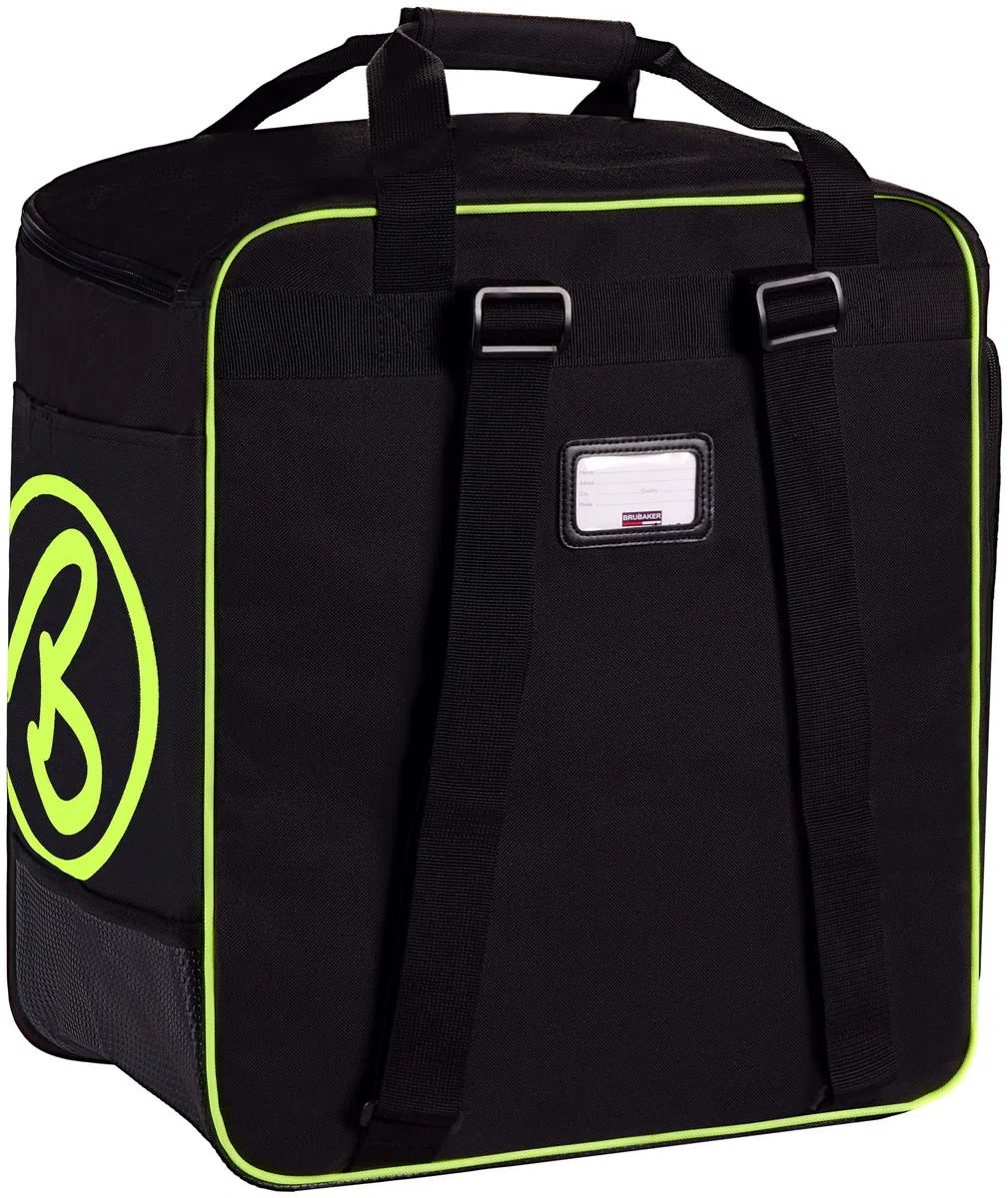 BRUBAKER Súper campeón de esquí Bolsa para el Casco Bolsa de la Mochila con Compartimiento para los Zapatos - Negro/Amarillo neón