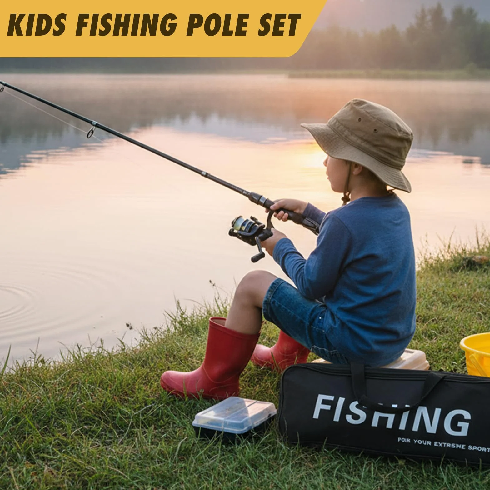 Juego de caña de Pescar telescópica (1,8 m), Incluye carretes de Spinning caña señuelos sacadera sedal Accesorios y Bolsa Juego Completo para Pesca en Agua Salada y Dulce