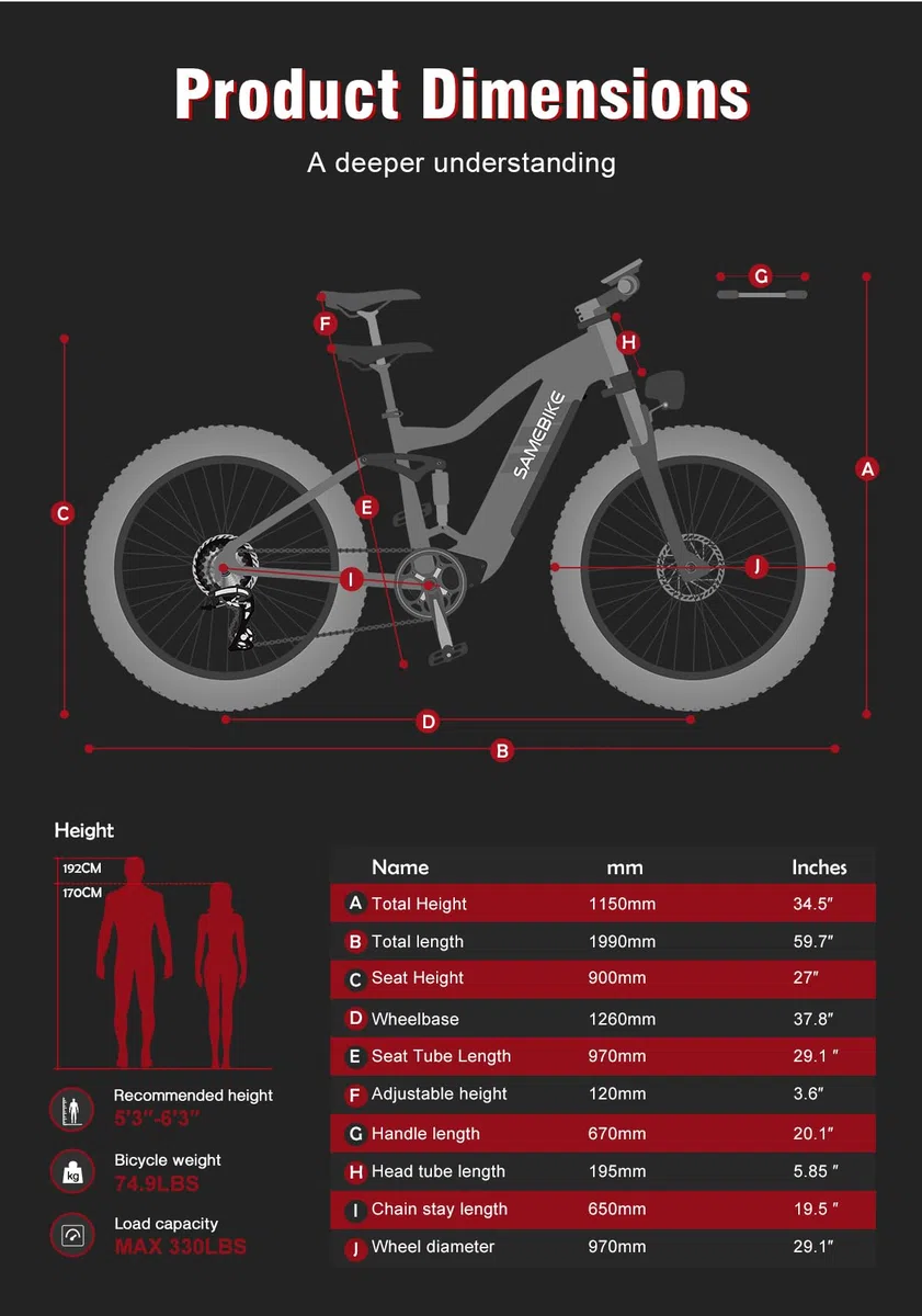SAMEBIKE Bicicleta Eléctrica de Montaña, Cuadro de Aluminio de 26 Pulgadas, Batería de 48V/17Ah, Motor de Alto Rendimiento, 7 Velocidades