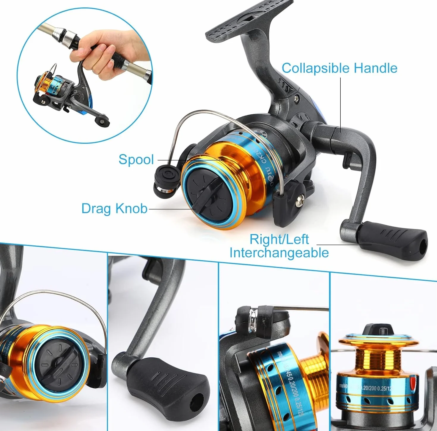 Juego Combinado de Carrete y caña de Pescar telescópica para Surf casting, 1.8m, con línea/Accesorios de señuelos/Bolsa de Transporte, para Viajes, Agua Salada o Dulce