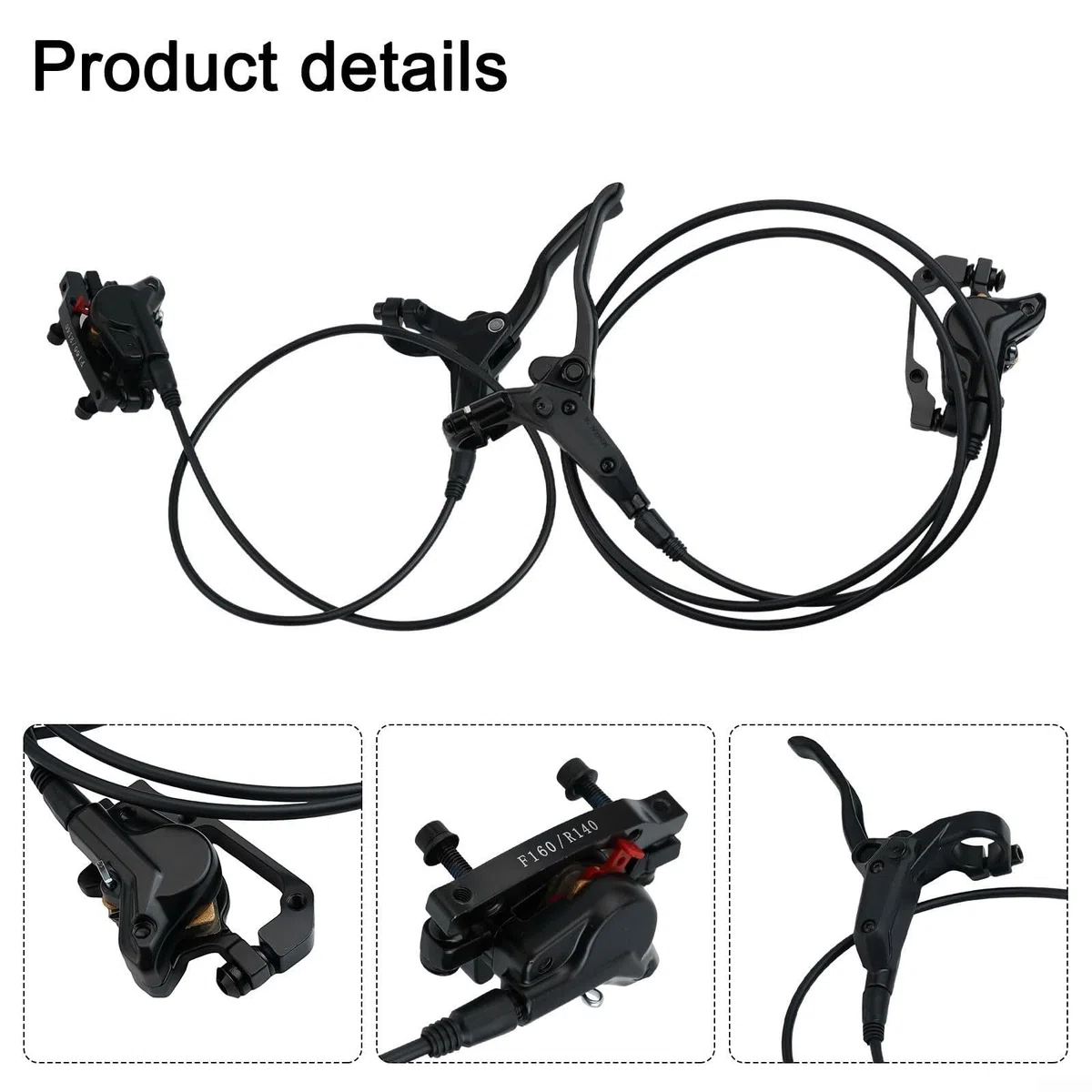 Juego de frenos hidráulicos para bicicleta de montaña, frenos de disco para bicicleta, juego de frenos de disco para bicicleta de 160 mm, para delantero 850 mm y trasero 1350 mm, juego de