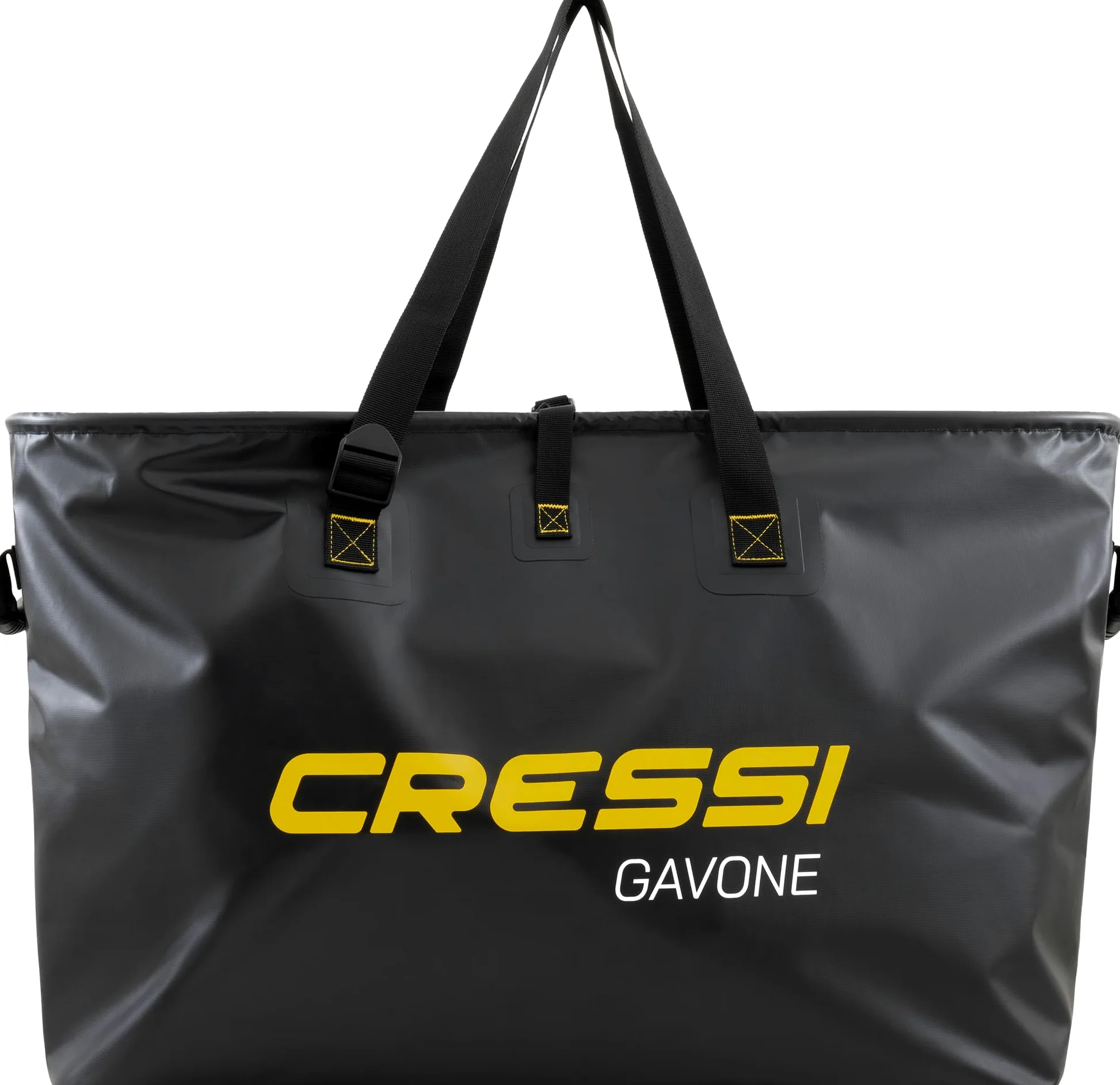 Cressi Gavone Black-Bolsa Impermeable Espaciosa de Lona de PVC Negro, Evita Que el Agua y Humedad Salgan de los Objetos Contenidos en su Interior y Mojen el Maletero del Coche, el Equipaje o el Suelo