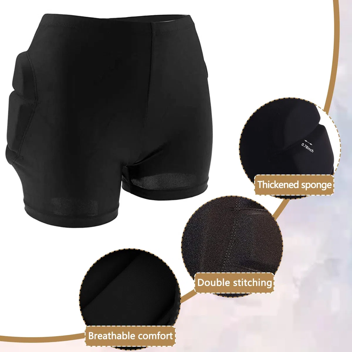 LIUHUO Pantalones Cortos Acolchados para protección de Cadera, esquí, Patinaje, Nieve, Choque, Caderas, coxis y glúteos