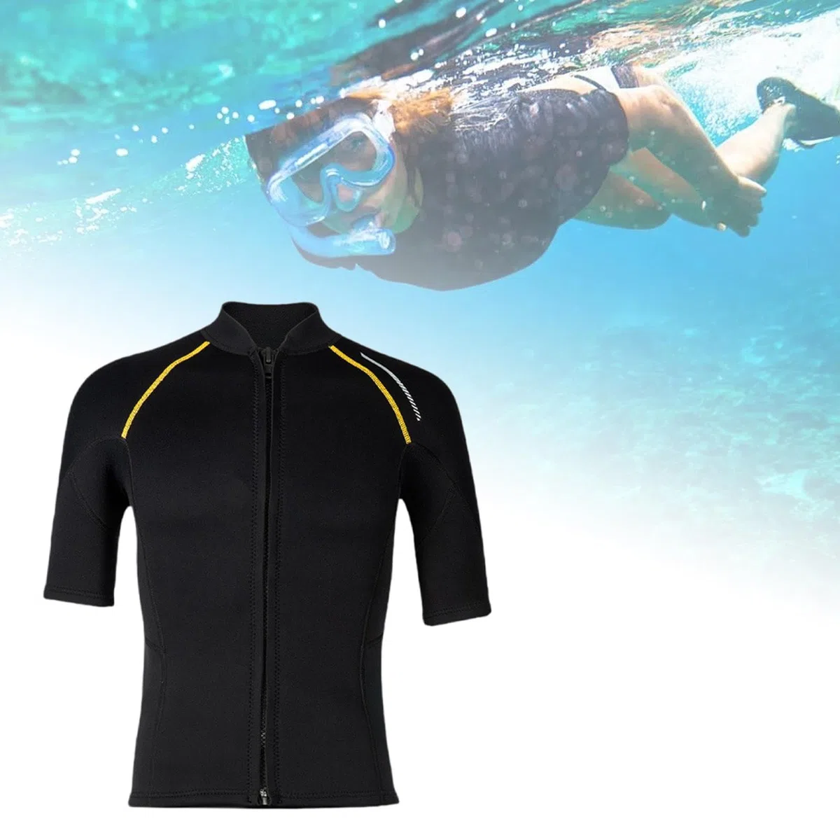 F Fityle Men Wetsuit 1.5 mm de Neopreno El Traje de Neopreno Mantenga el Traje de Buceo con Cremallera Frontal Caliente Traje de baño para el Canoa bajo el
