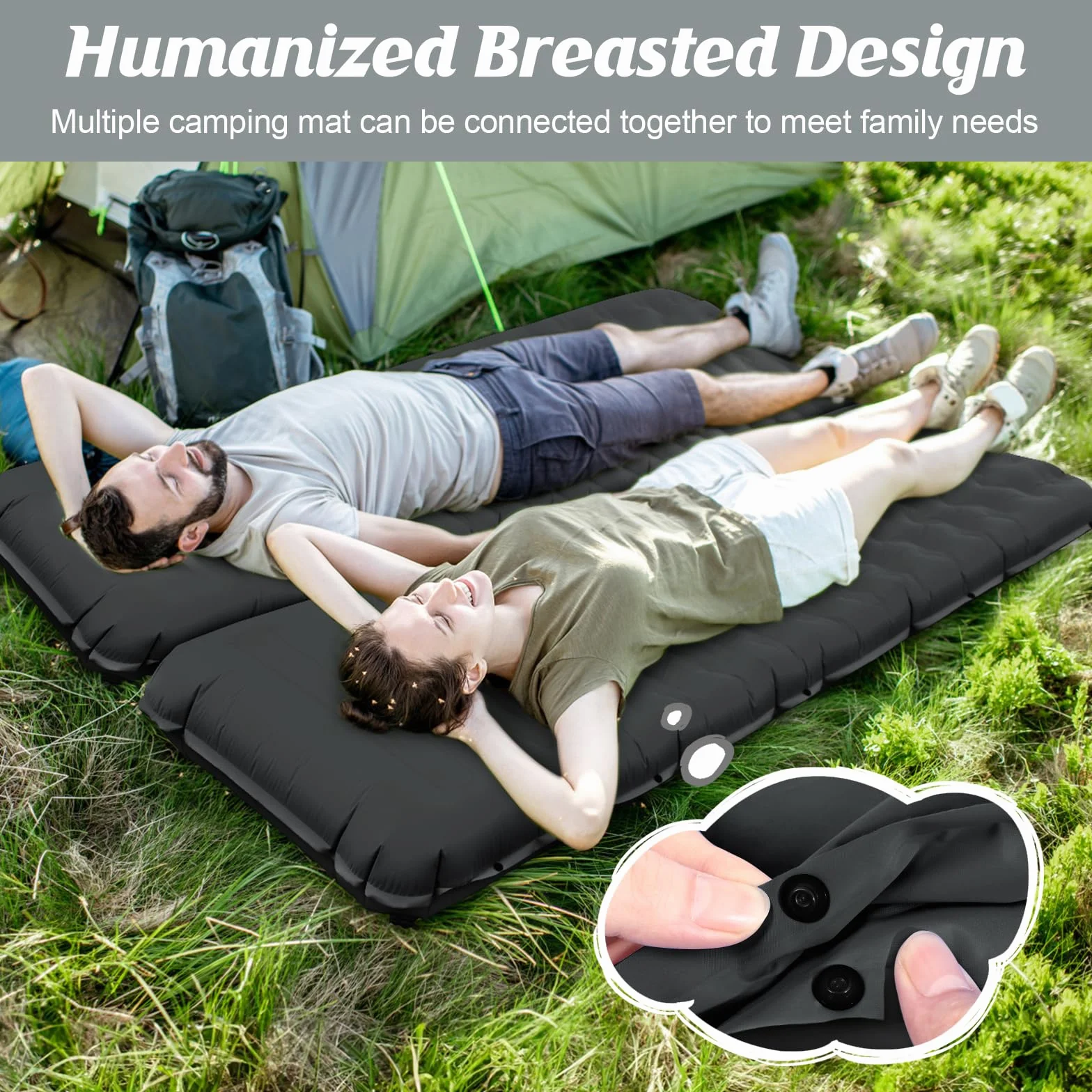Colchoneta Hinchable Camping con Bomba de Pedal, 12cm Grosor Almohada Integrada - Esterilla Hinchable Camping Ultraportátil para Acampar, Senderismo, Exteriores
