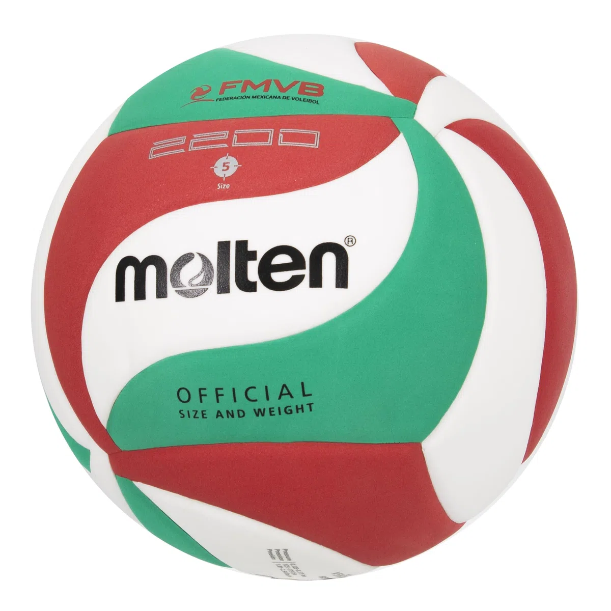 Molten VM2200 Balón de Voleibol White/Green/Red 5