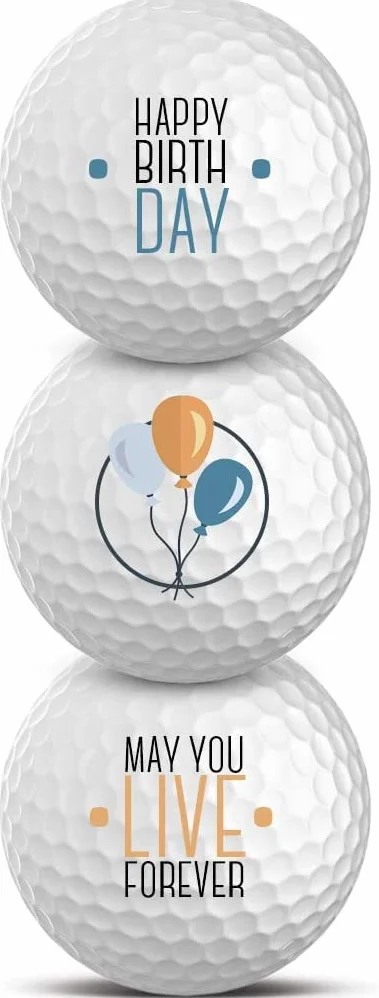 Titleist Juego de 3 pelotas de golf con diseño Happy Birthday Golf regalos para golfistas (Pro V1)
