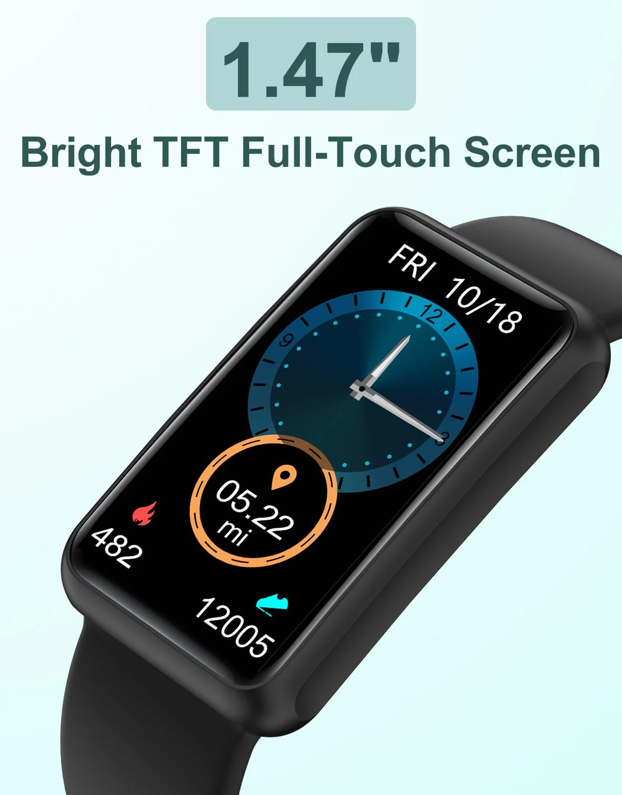 HUAKUA Smartwatch Sin Bluetooth,Sin Aplicación,Pulsera de Actividad 1.47 Pulgadas con Contador de calorías,Monitor de sueño,Despertador,Cronómetro,Impermeable IP68, Temporizador para Caminar