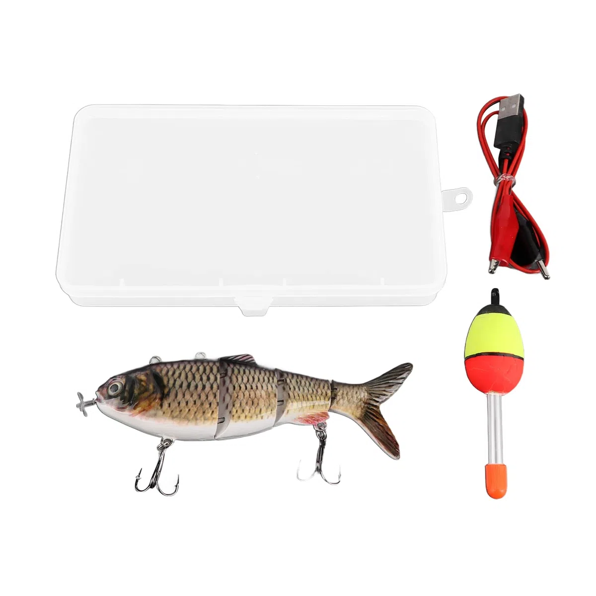 Señuelo de Natación Robótico, Señuelo de Pesca Eléctrico con Luz LED, Wobbler Recargable por USB, Cebo de Natación Multiarticulado, Señuelos de bajo Duro para Aparejos de Pesca