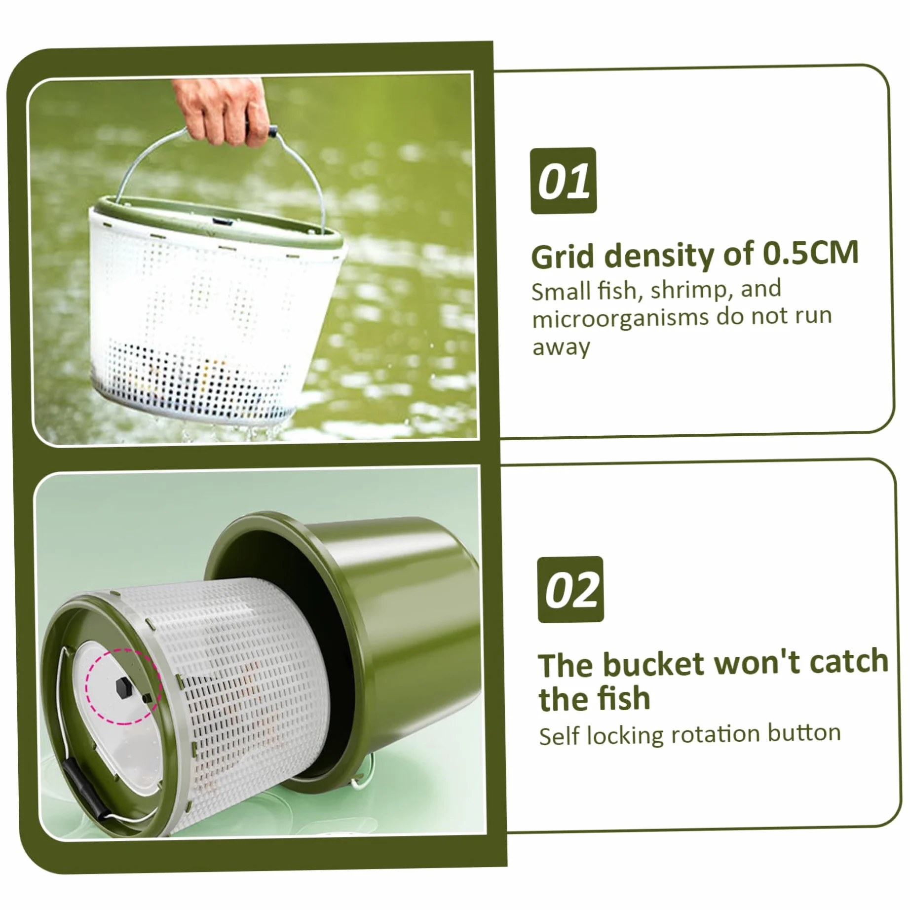 Cubo de Pesca 5L Portátil con Tapa y Orificio de Aireación