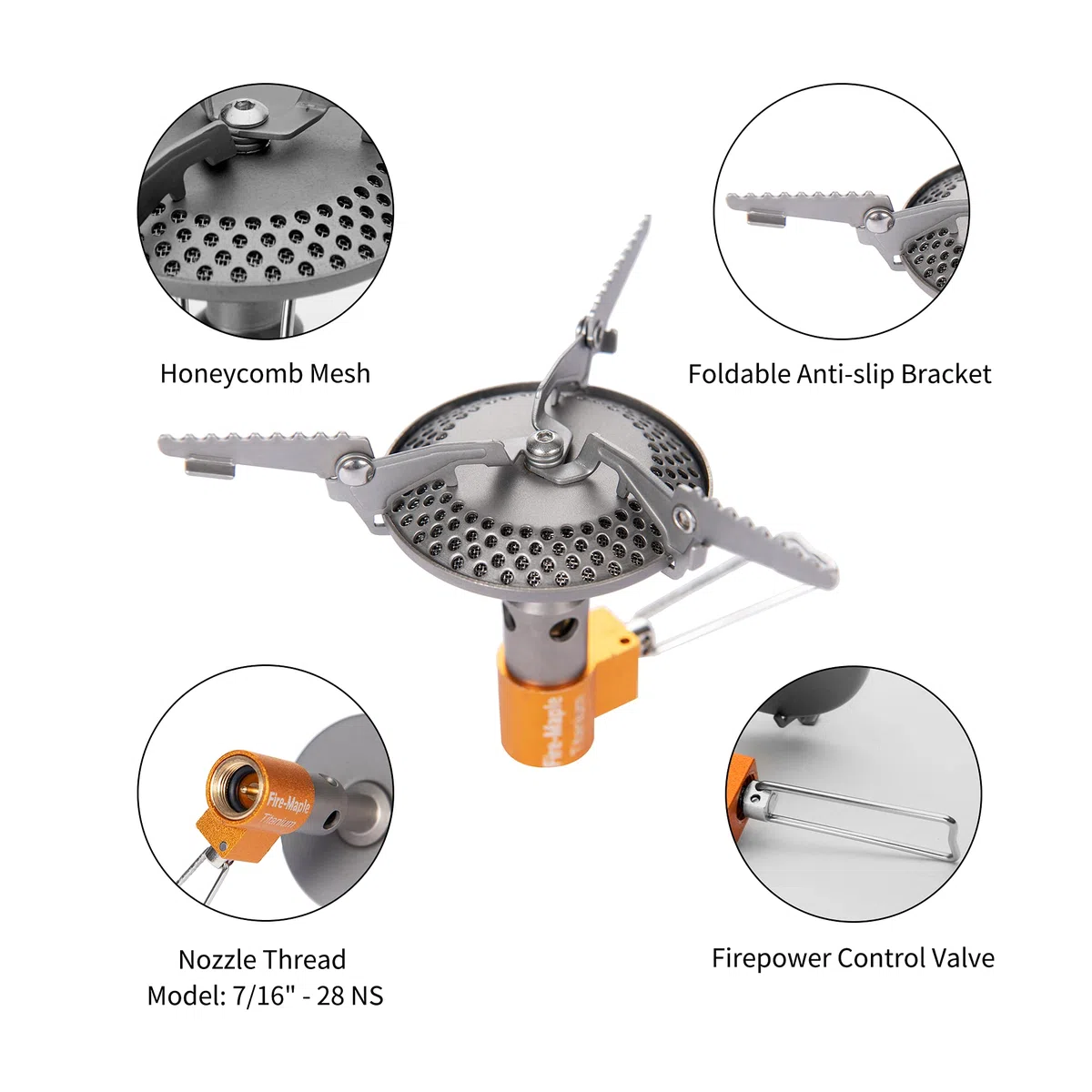 Fire-Maple Estufa de Camping Plegable Titanio Hornillo Camping Gas Portátil Quemador para Picnic Acampada Senderismo Mochilero 2300W con Encendido Piezoeléctrico Mini Estufa de Gas Ultraligera
