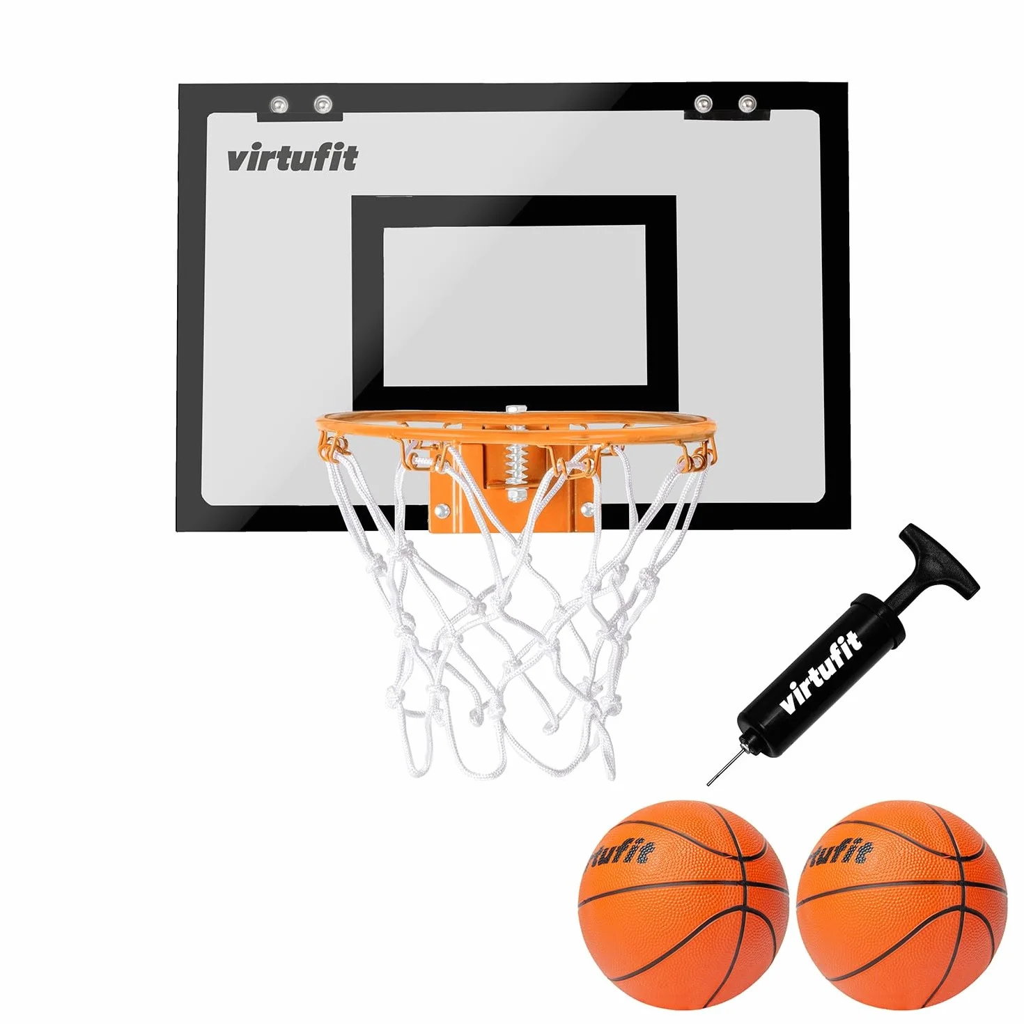 VirtuFit Pro Mini Baloncesto con 2 Bolas y Bomba - Negro