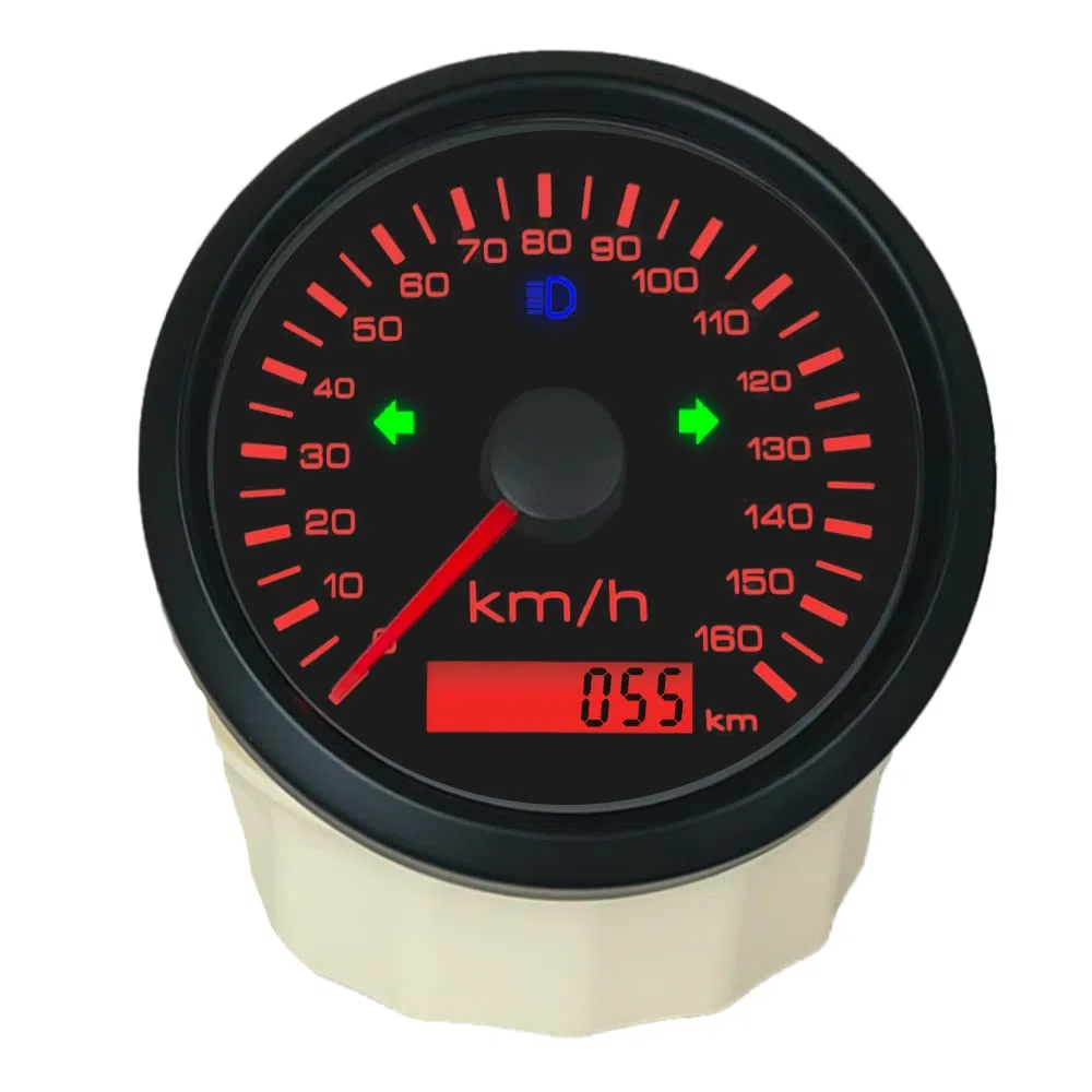 ELING Velocímetro GPS 0-160 km/h 999999 km cuentakilómetros 85 mm 9-32 V con retroiluminación roja amarilla para camión caravana SUV