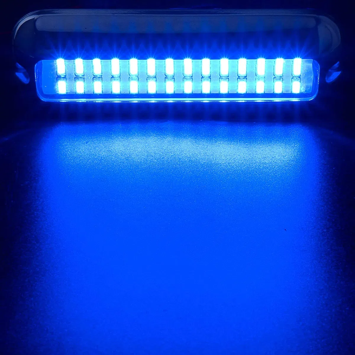 Greluma 2Pcs 42LED luces LED subacuáticas para barcos,pontones marinos Luz submarina para barcos,luces de cubierta para barcos de acero inoxidable IP68 a prueba de agua Luces de pesca de popa LED-Azul