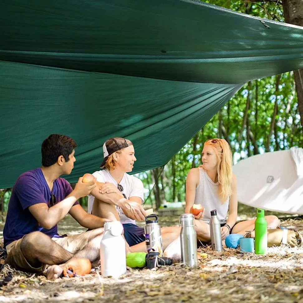 Bessport Toldo de Refugio Impermeable 3M*3M, Impermeable PU 3000mm, UV 50+ Protección Tienda de Campaña Tarp, Adecuado para Acampar al Aire Libre Tienda Playa Hamaca