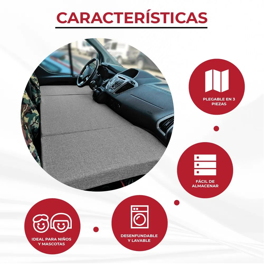 K´Foam Colchón Plegable Cama Delantera Camper Compatible con F. Transit y F. Transit Custom (+2013), Color Gris
