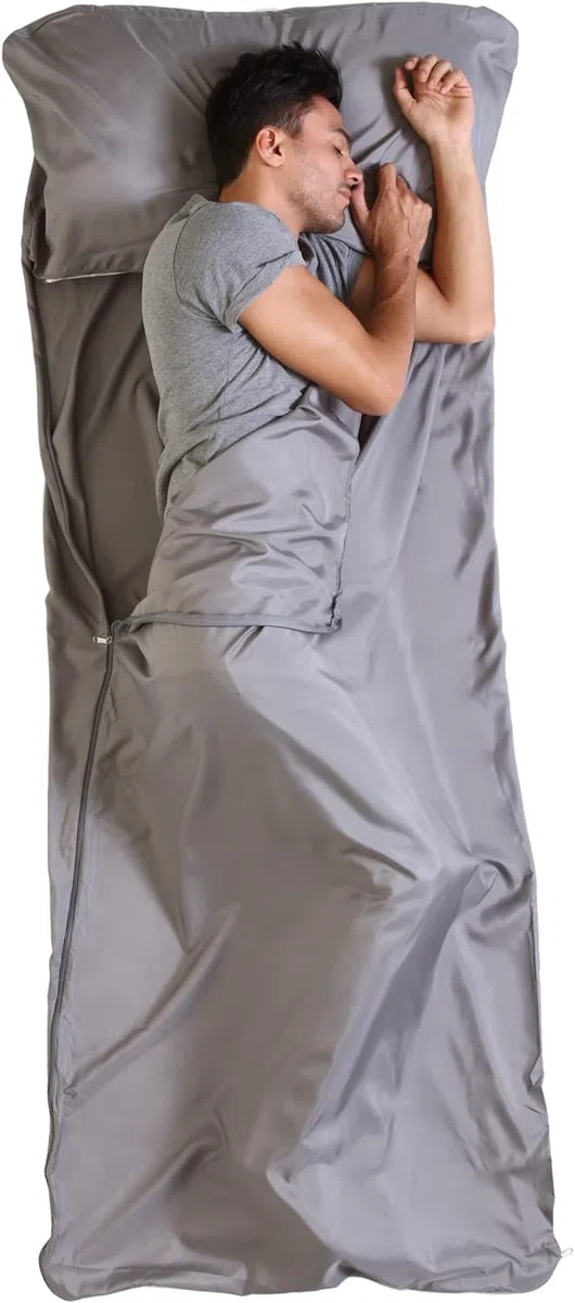 Forro para Saco de Dormir, Saco de Dormir para Adultos y sábanas de Viaje, Saco de Dormir de Viaje para mochileros, hoteles y albergues, Forro Ligero Individual y Doble para Saco de Dormir para