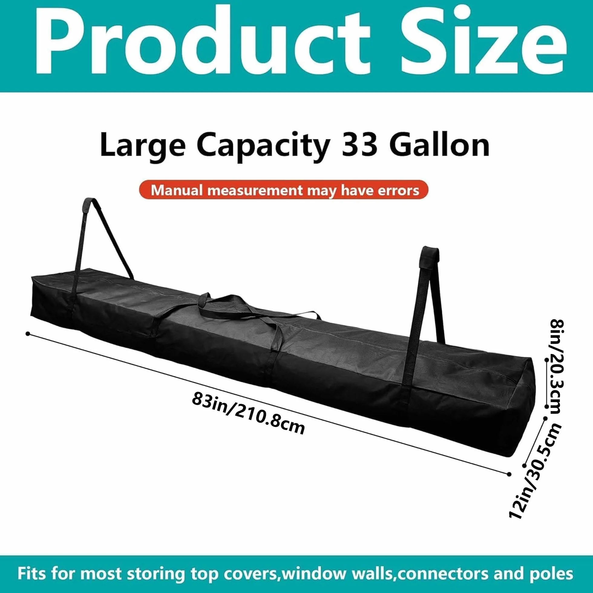 GIONAR 210 x 30 x 20 cm/244 x 20 x 10 cm bolsa impermeable portátil para postes de tienda de campaña-600D tela Oxford hecha a medida para postes de tienda de campaña-gran tienda de campaña-bolsa de