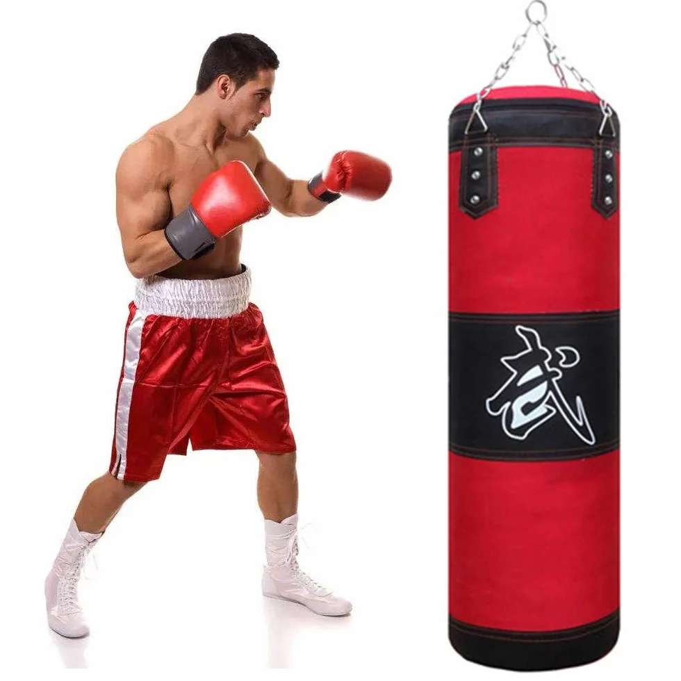 Saco de Boxeo Pesado 100cm Cadena de Acero Gancho Extensión