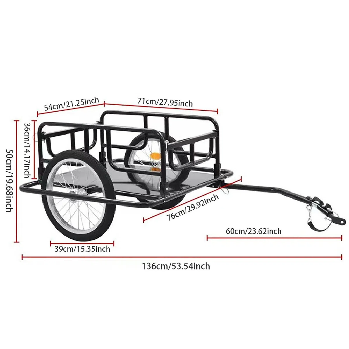 Remolque de carga para bicicleta, carro de bicicleta plegable con ruedas de 16 pulgadas y reflectores, carrito de almacenamiento para transportar equipaje y herramientas