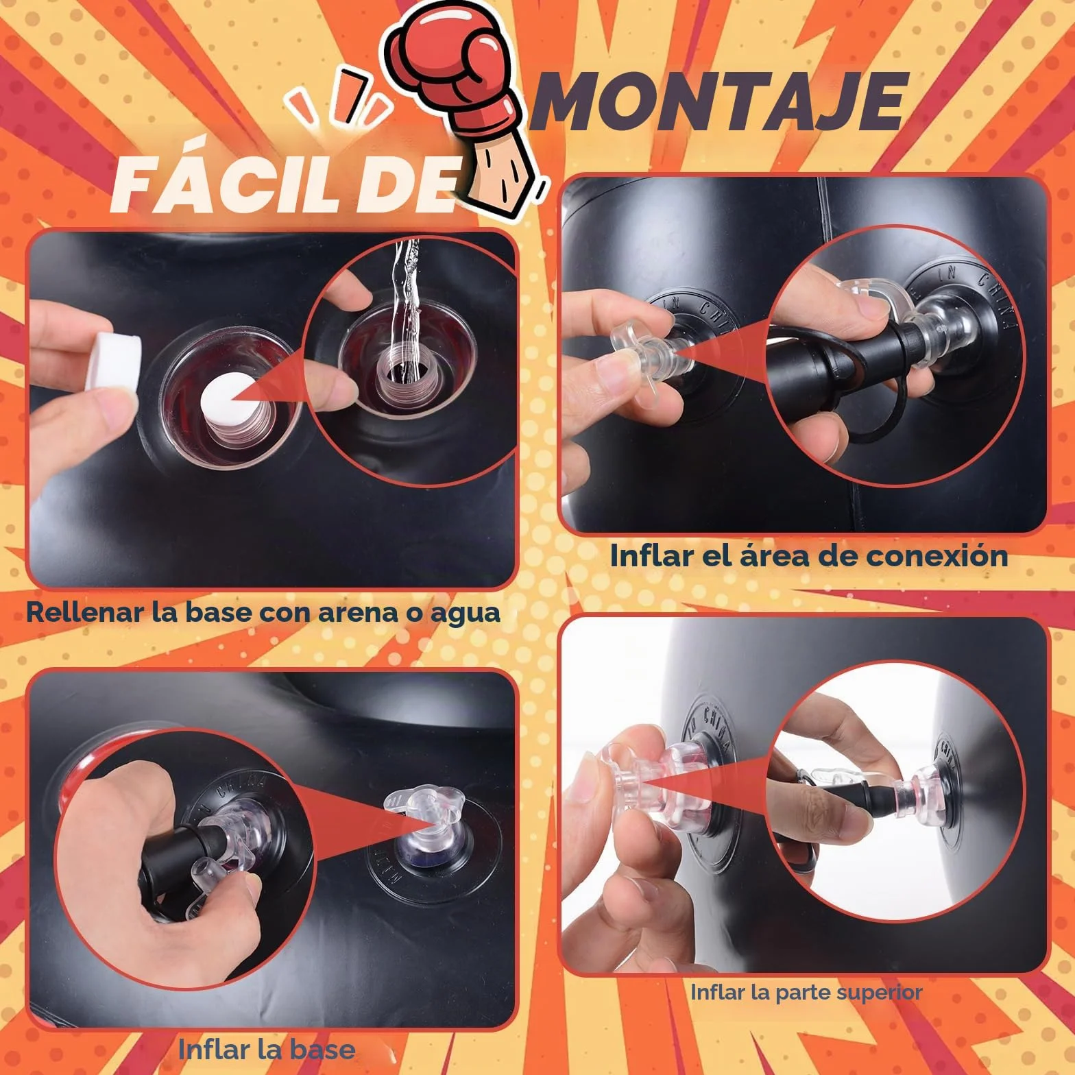 Saco de Boxeo Niños 160cm Bolsa Inflable con Guantes y Bomba para MMA Taekwondo