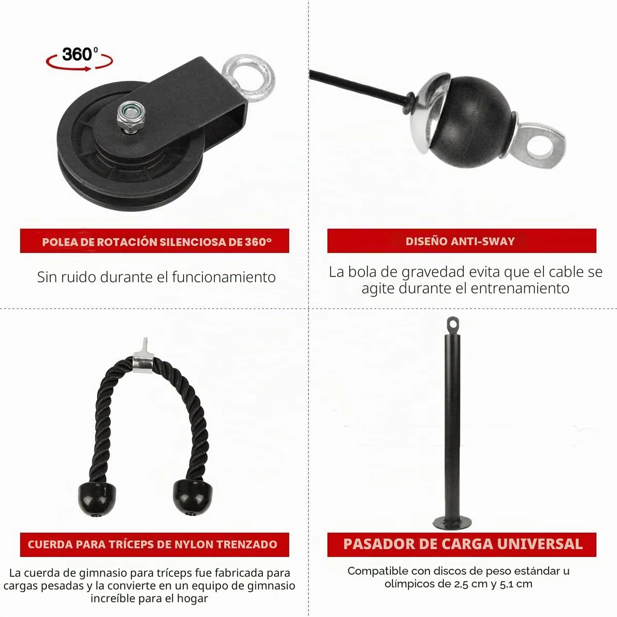 LFJ Poleas Gimnasio para Casa Fitness DIY Triceps Polea Gym Cable Máquina Musculacion Kit Sistema Poleas Entrenamiento de Fuerza del Brazo