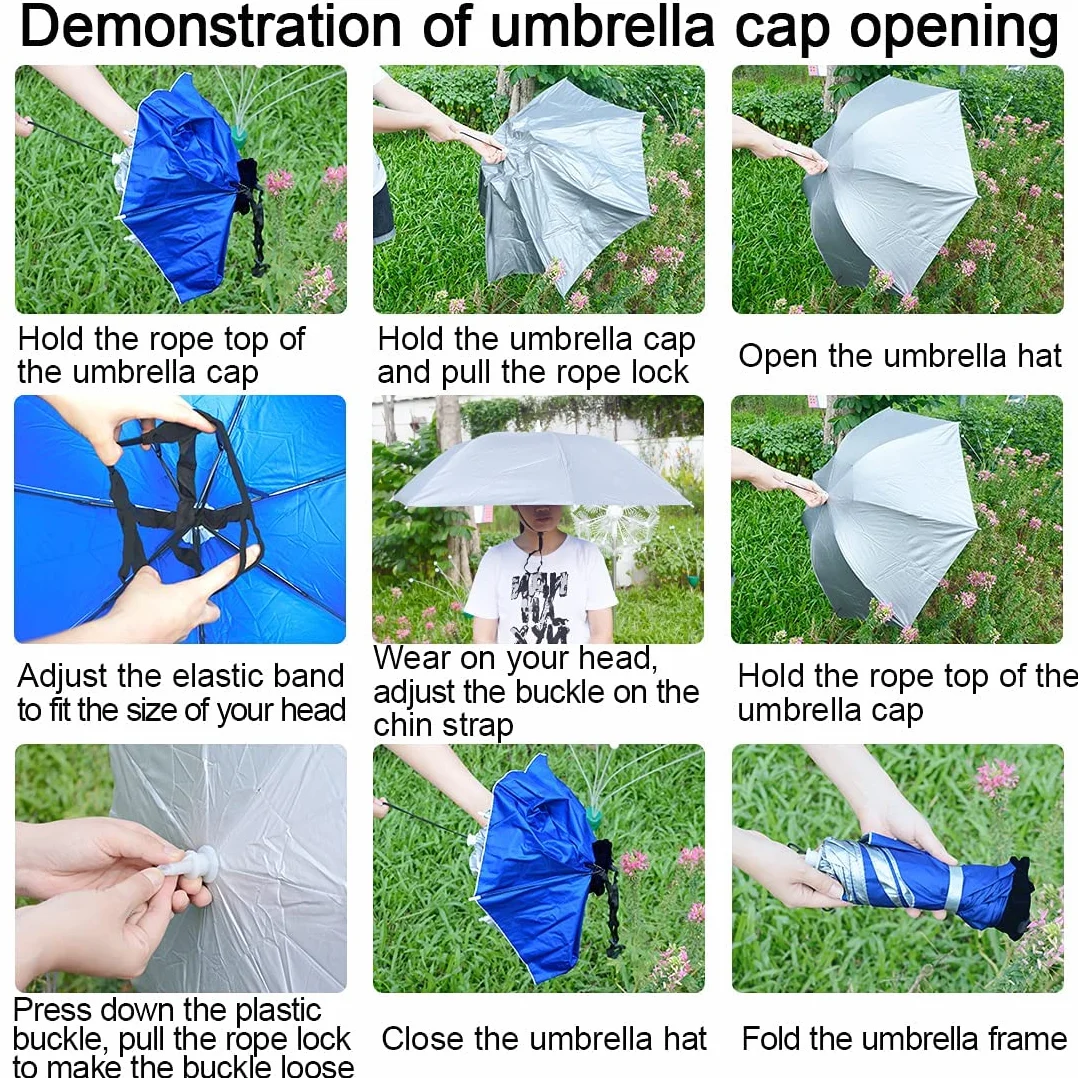 Sombrilla de pesca plegable ajustable 37.4 pulgadas anti-UV impermeable 7 varillas