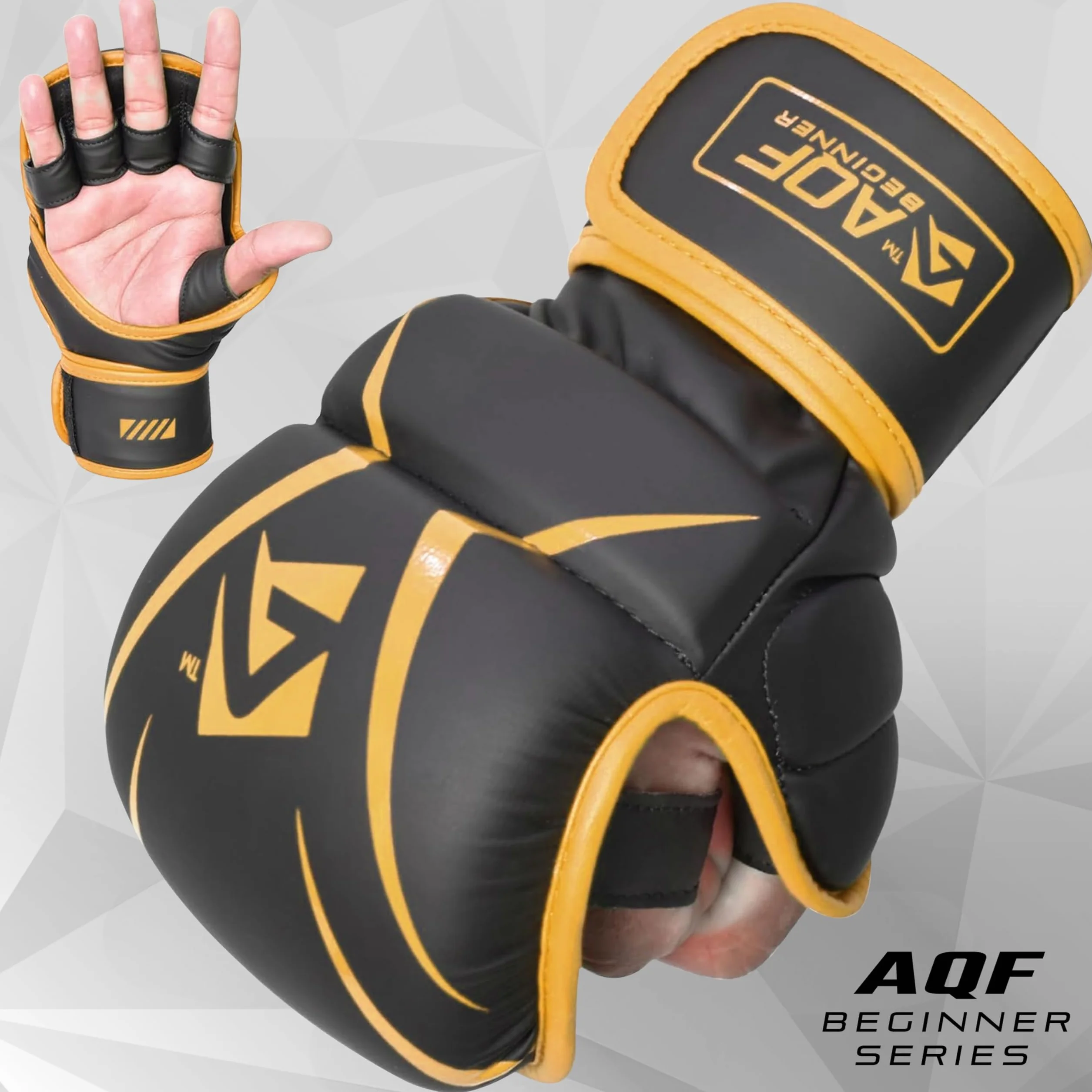 AQF Guantillas MMA, Diseño Palma Abierta Guantes Boxeo, Soporte Mejorado Muñeca, Acolchado Amortiguador, Ligeros Guantes MMA, Guantes Muay Thai para Entrenamiento, Kickboxing Y Karate