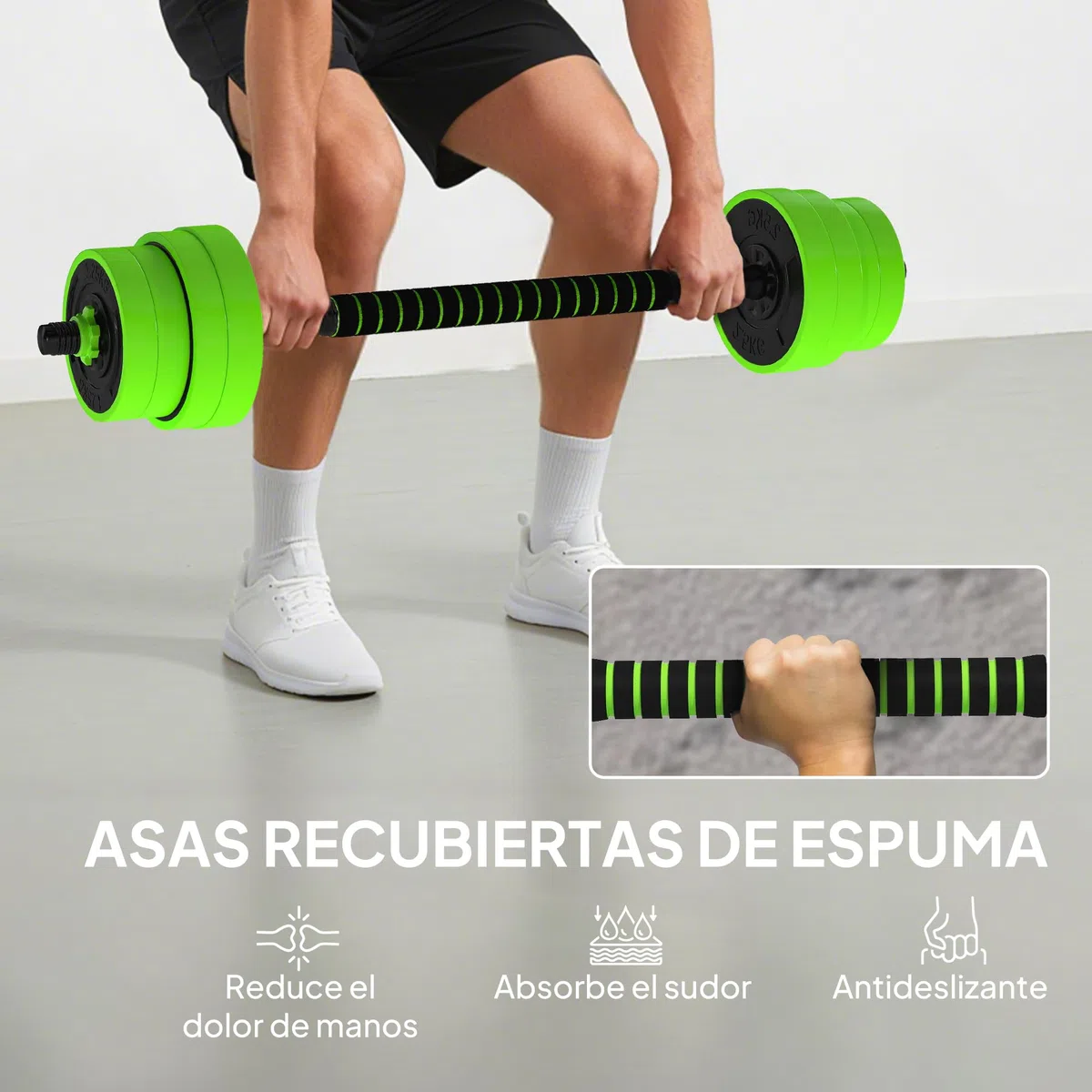 SPORTNOW Juego de Mancuernas Ajustables 4 en 1 20kg a 30kg, Juego de Pesas como Kettlebell, Barra, Mancuernas o Soporte para Flexiones, Equipo de Fitness para Hombres y Mujeres, Casa Gimnasio