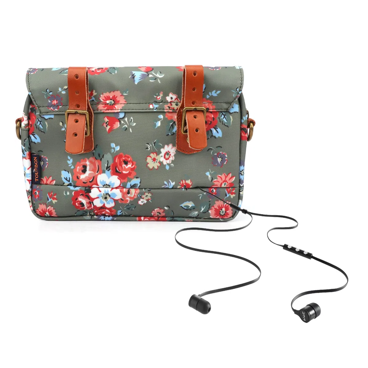 TOURBON - Bolsa de Lona Impermeable para Manillar de Bicicleta, diseño de Flores