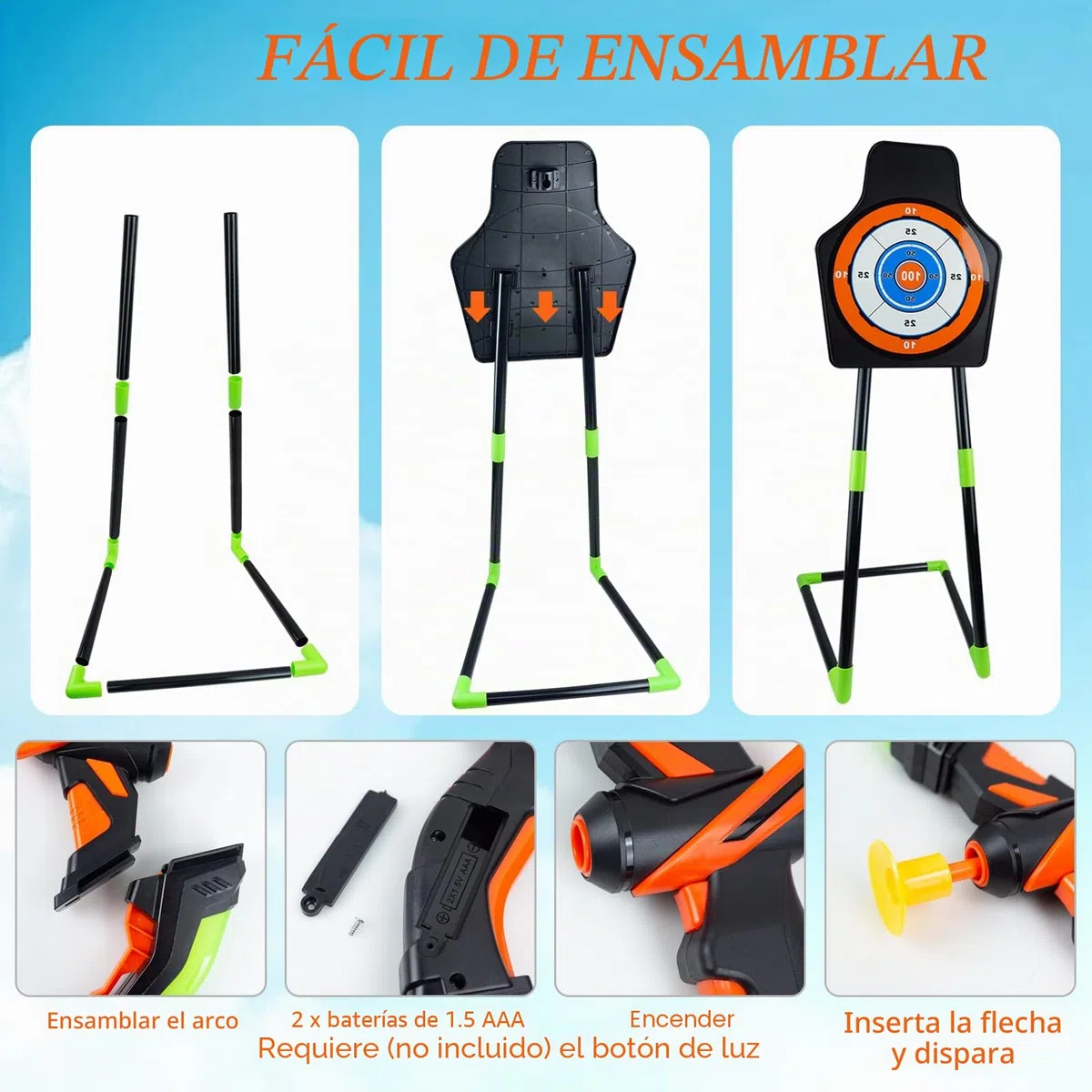 RedCrab Arco y Flecha para Niños con Luces LED, Juego de Juguetes de Arco y Flecha con 10 Ventosa Flechas, 1 Arco, 1 Estante de Flecha y Carcaj, Juego de Interiores y Exteriores para Niños