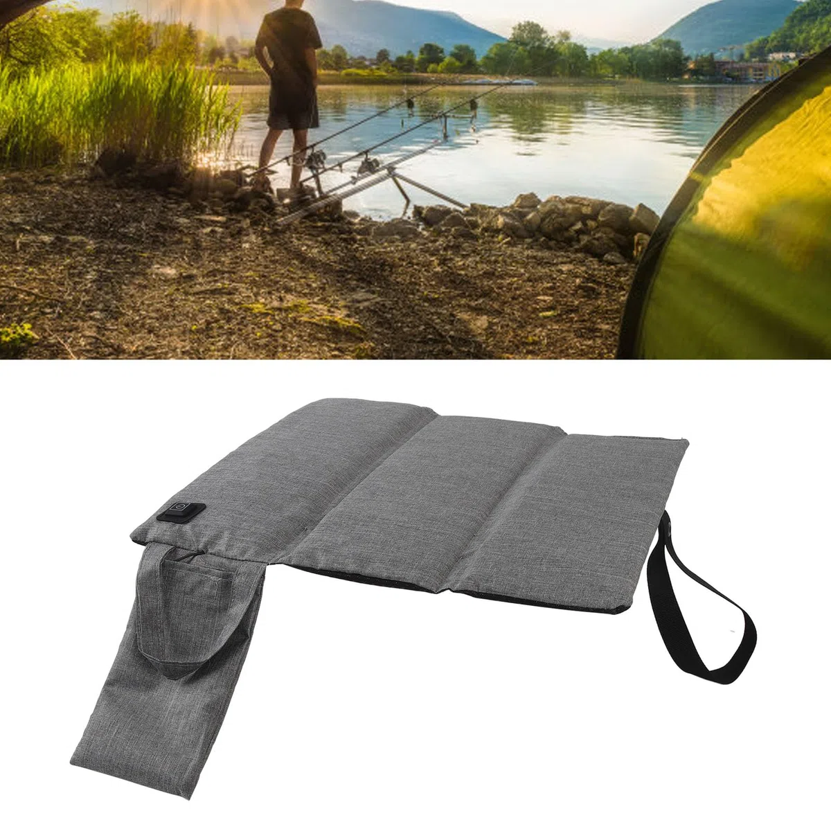 Almohada con Calefacción, Cojín de Asiento con Calefacción Portátil, Temperatura Ajustable, Cojín de Asiento de Calefacción USB Plegable Fácil, Tribunal Calentado para Acampar