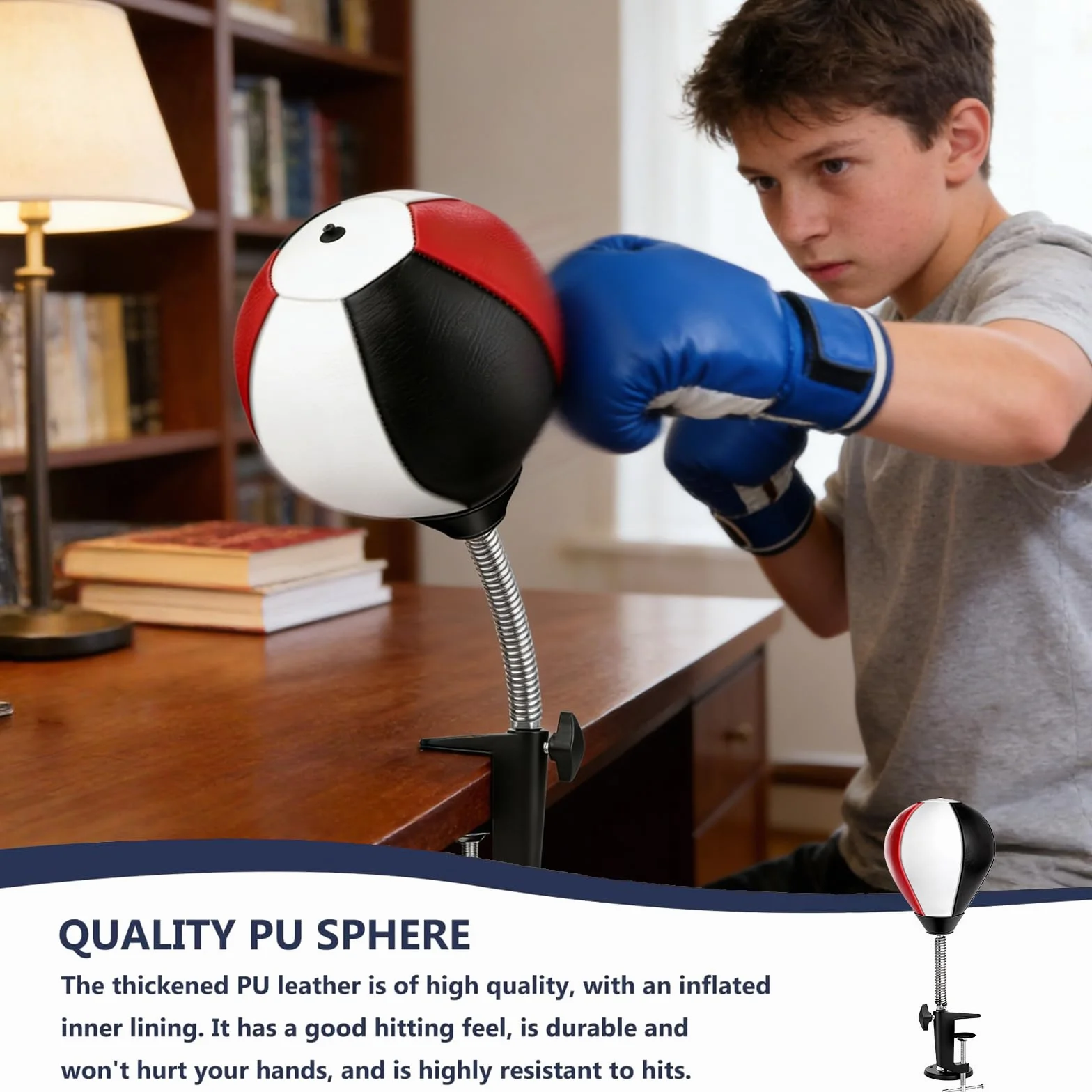 Mesa Punchingball con Abrazadera de Mesa, Mini Saco de Boxeo con Bomba de Aire para Aliviar el Estrés
