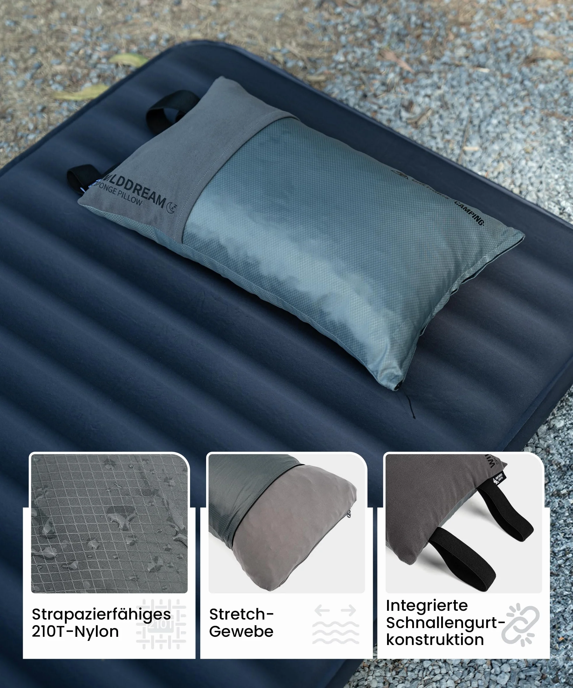 OneTigris Almohada de espuma viscoelástica para acampada