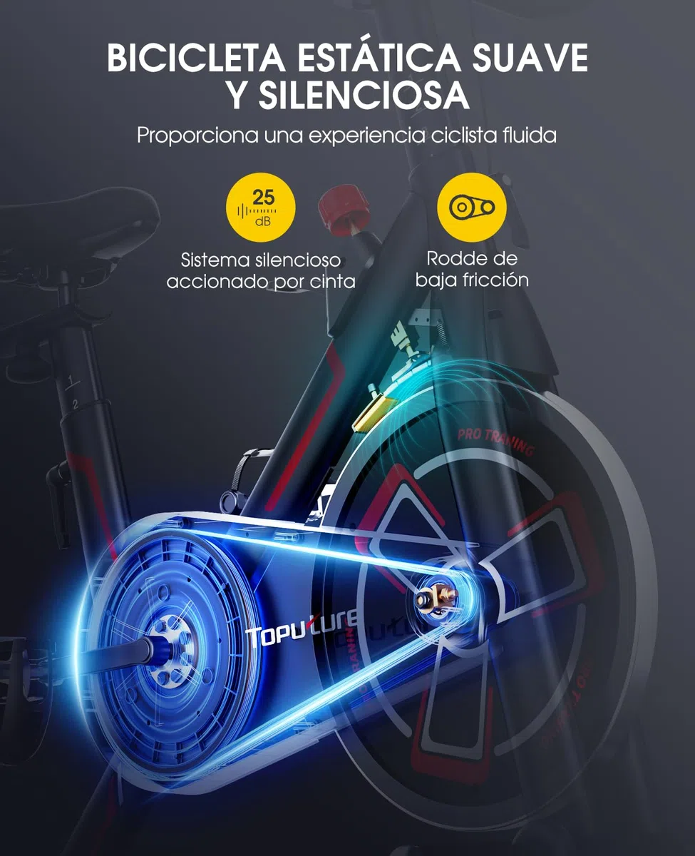 Toputure Bicicleta Estatica Magnética con APP, Bicicleta de Spinning Ultral Silenciosa con Volante 15KG, Asientos Cómodos y LCD Pantallas, Soporte para Tableta, Ejercicio en Casa, MAX150KG