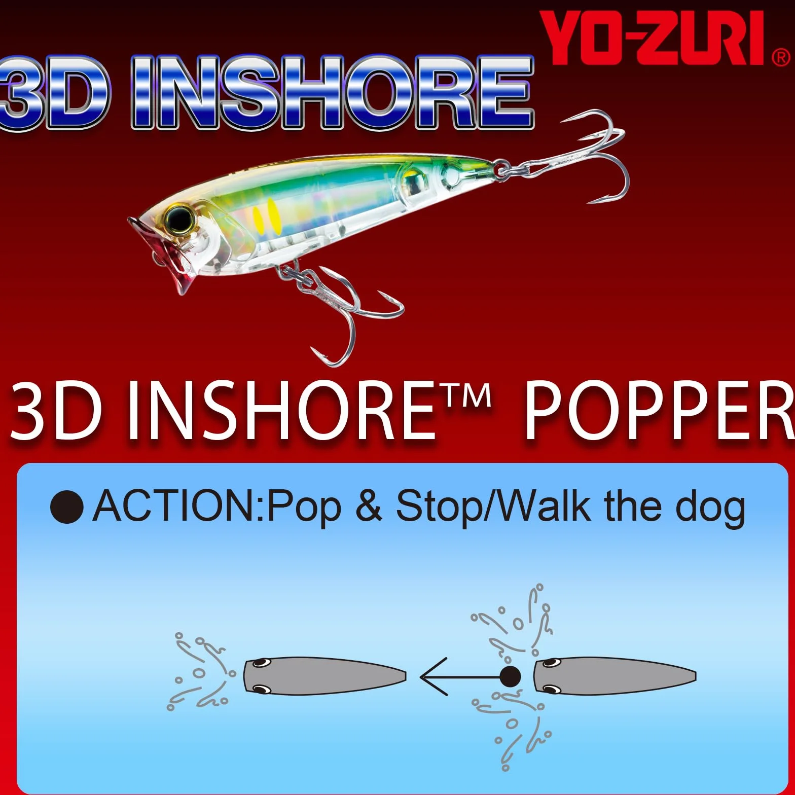 Yo-Zuri R1412-RMT: 3D Inshore Popper (F) 120 mm, salmonete Real