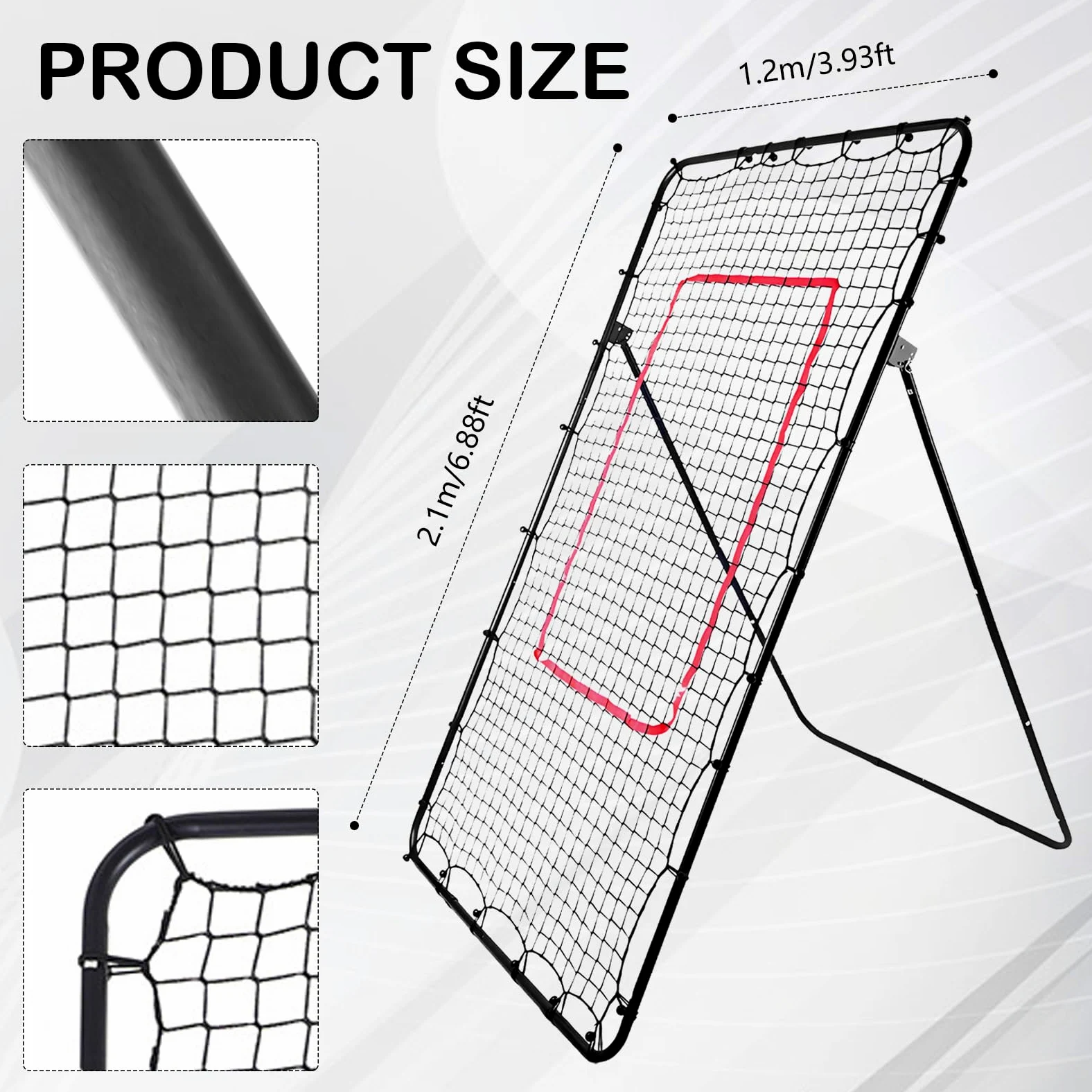 Red de Rebote para Voleibol, 2,1 x 1,2 m Ajustable en Ángulos de 45/60/75/85 Equipo de Entrenamiento para Adultos y Niños Reboteador para Jardines Estadios y Escuelas