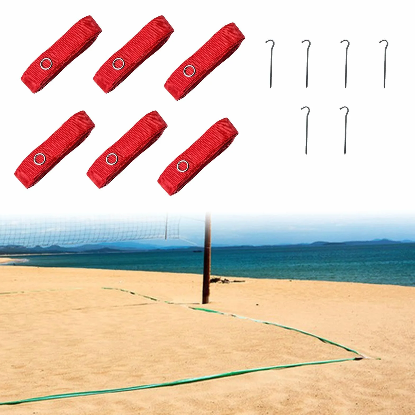 F Fityle 6X Líneas de Voleibol de Playa Líneas de bádminton 800cm de Largo Marcador de cancha portátil Marcador de líneas para Actividades al Aire Libre